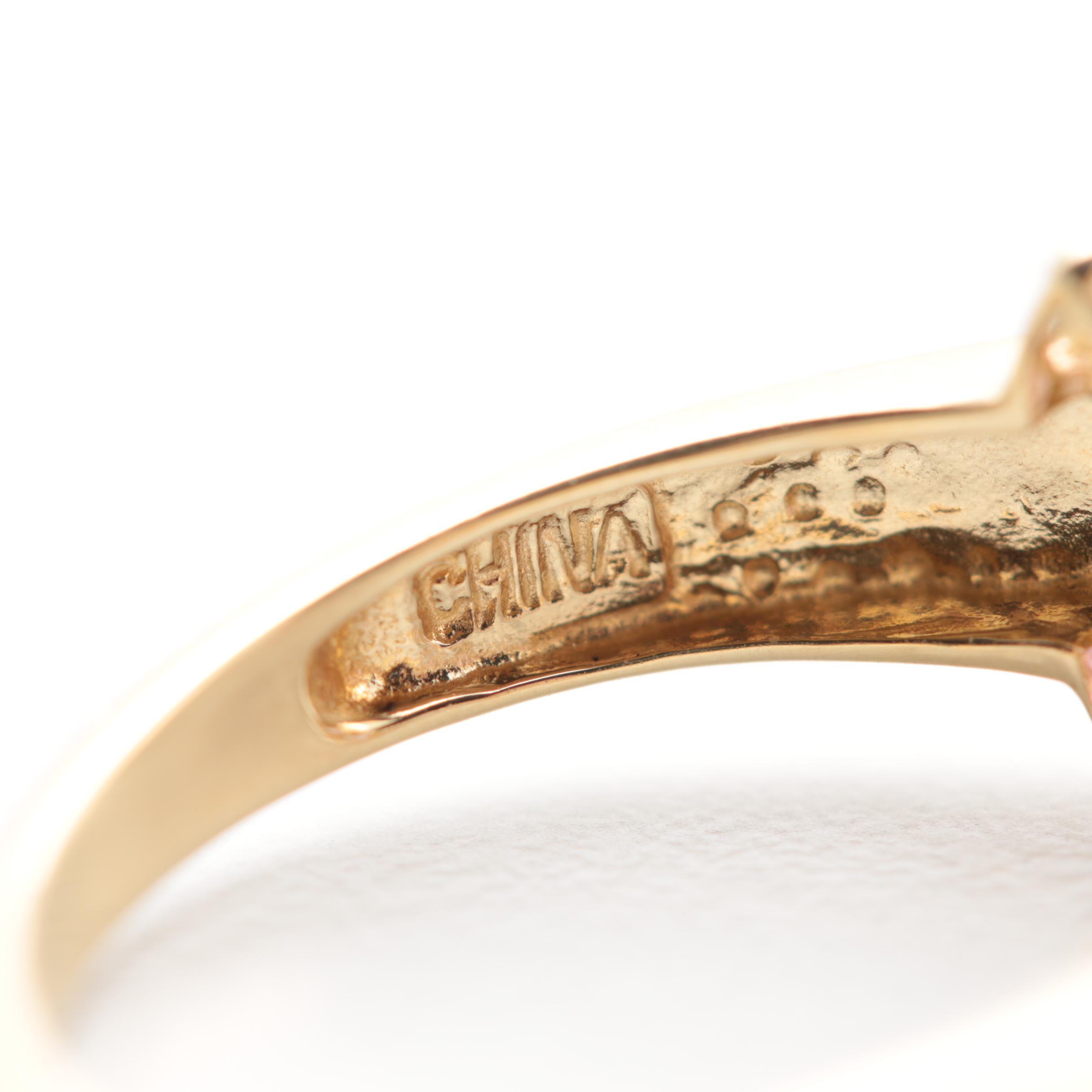 14K Yellow Gold Jadeite and Amethyst Ring