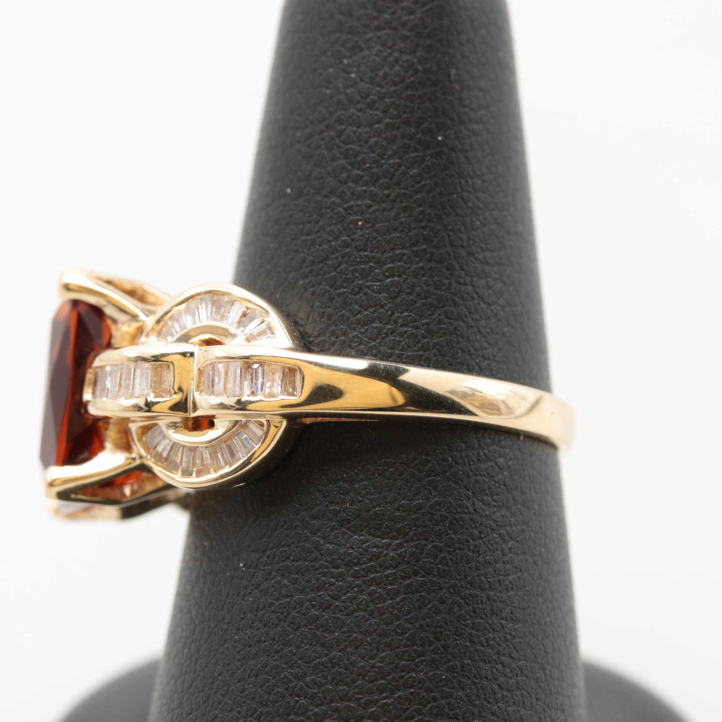 10K Yellow Gold Citrine and Diamond Ring