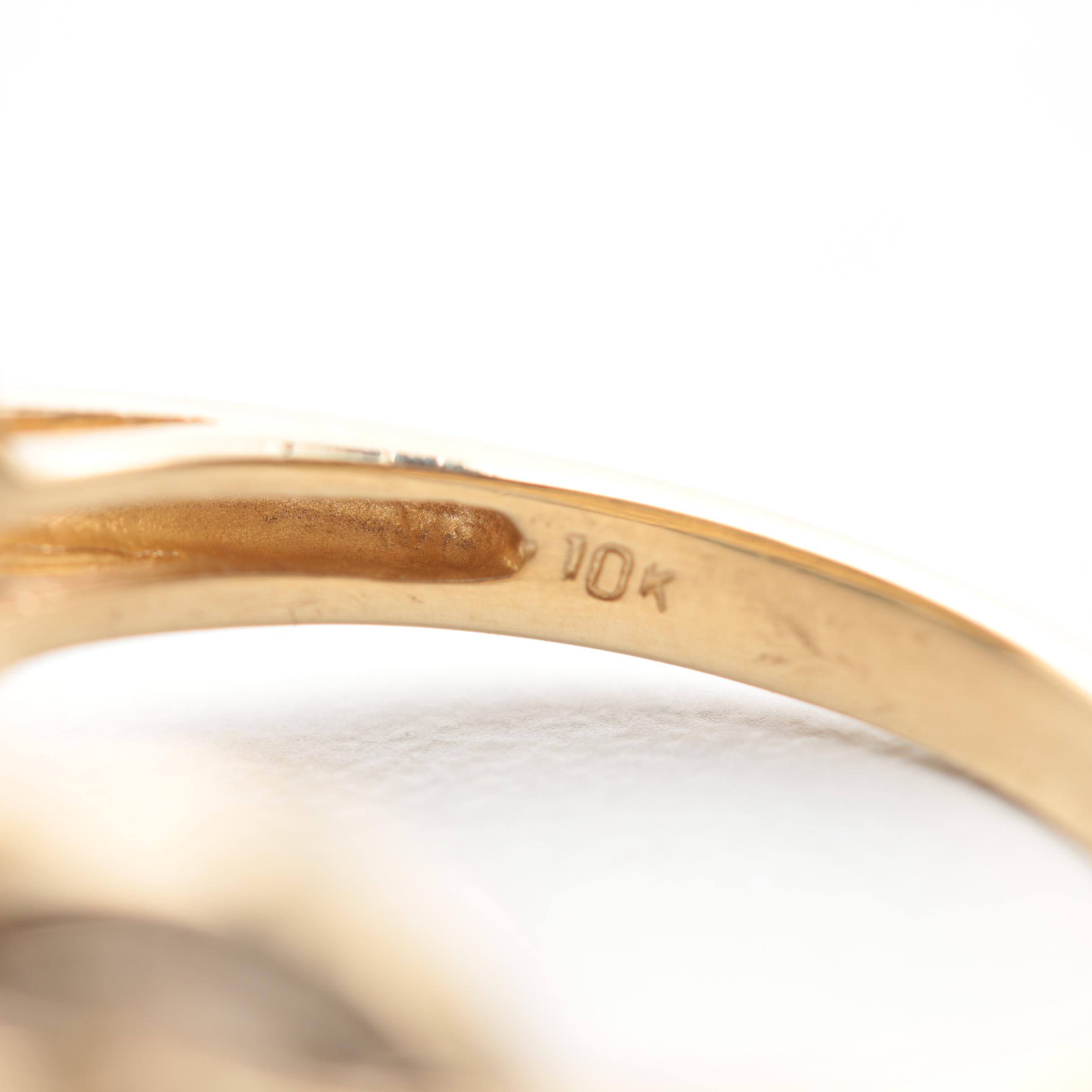 10K Yellow Gold Citrine and Diamond Ring