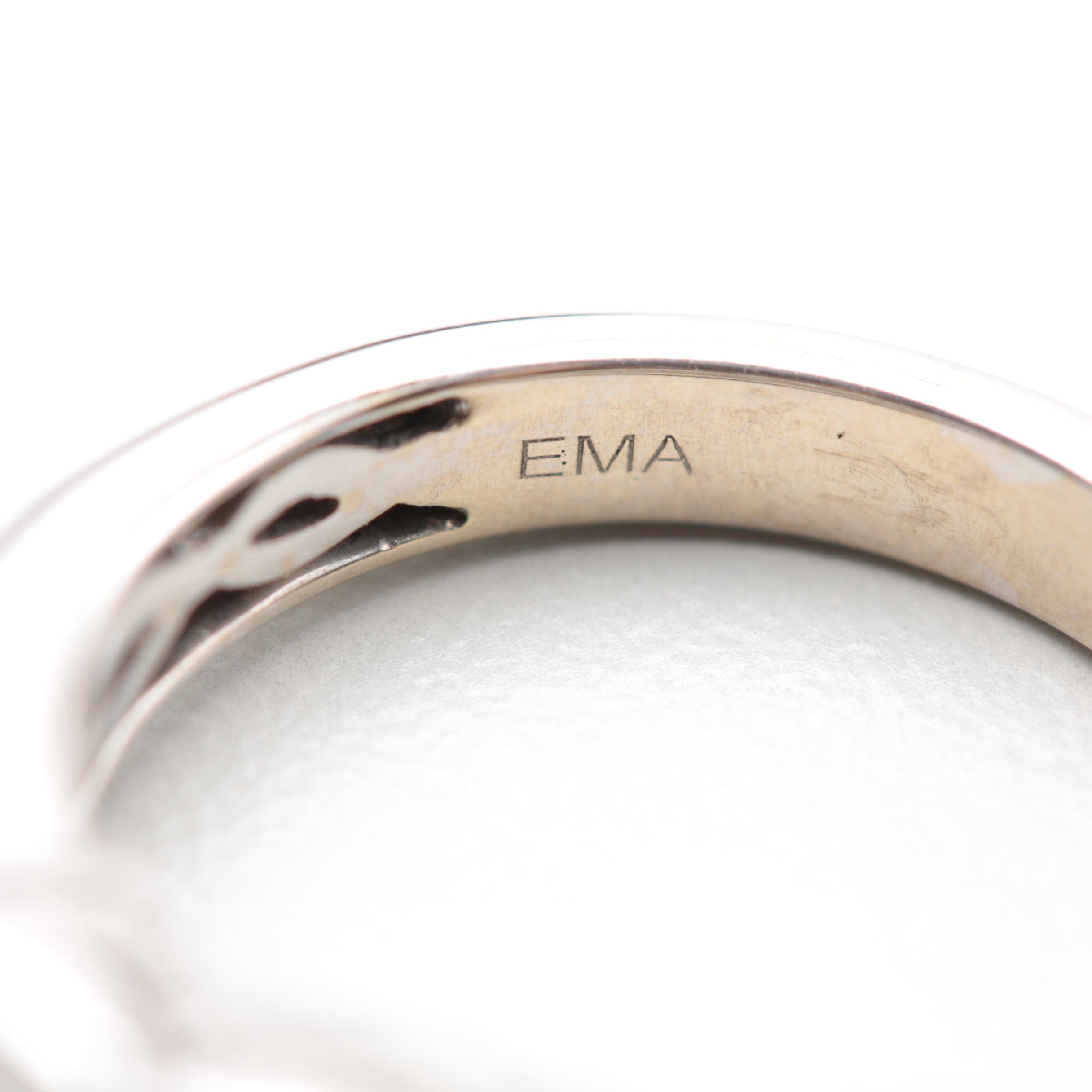 14K White Gold Blue Sapphire and Diamond Ring