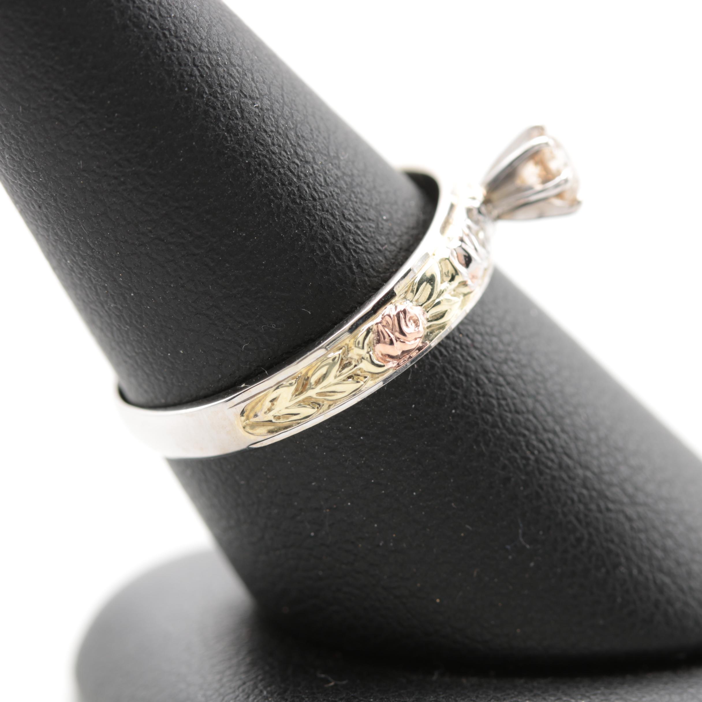 14K White Gold Old European Cut Diamond Ring