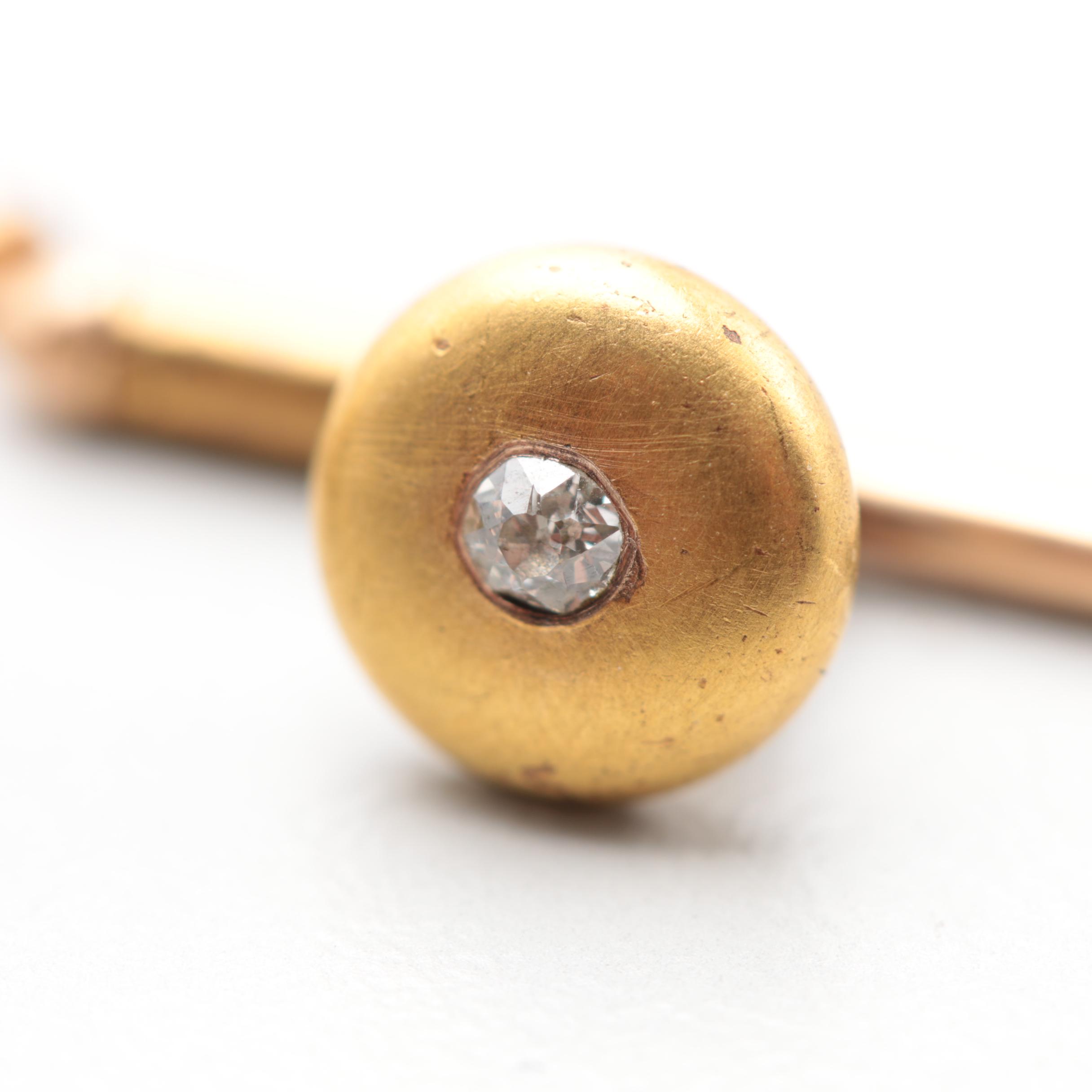 Ladder & Sons Vintage 14K Yellow Gold Diamond Shirt Studs