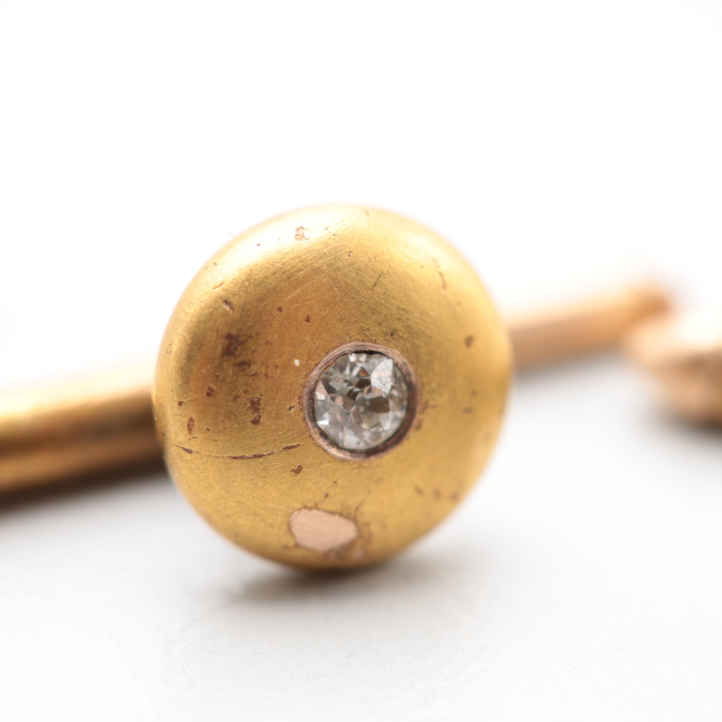 Ladder & Sons Vintage 14K Yellow Gold Diamond Shirt Studs