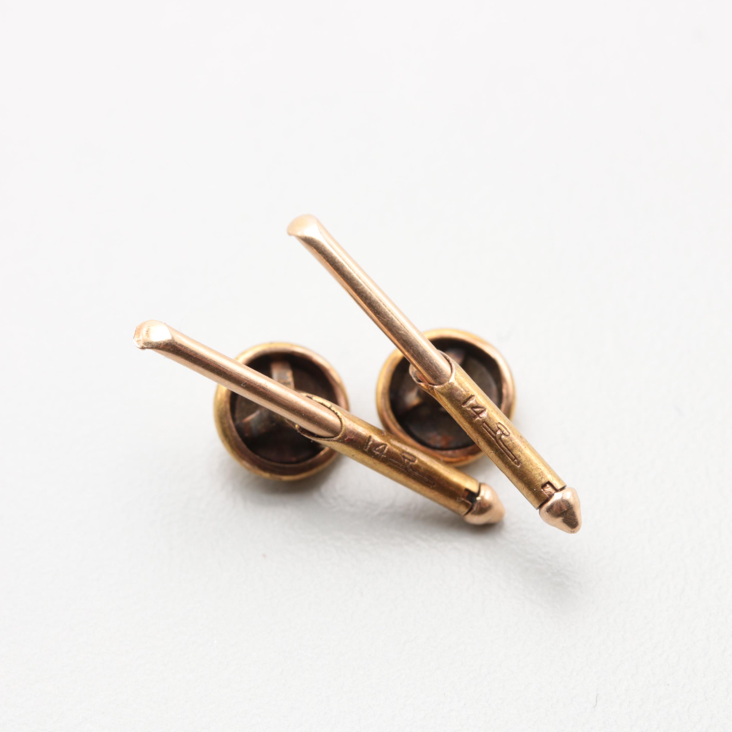 Ladder & Sons Vintage 14K Yellow Gold Diamond Shirt Studs