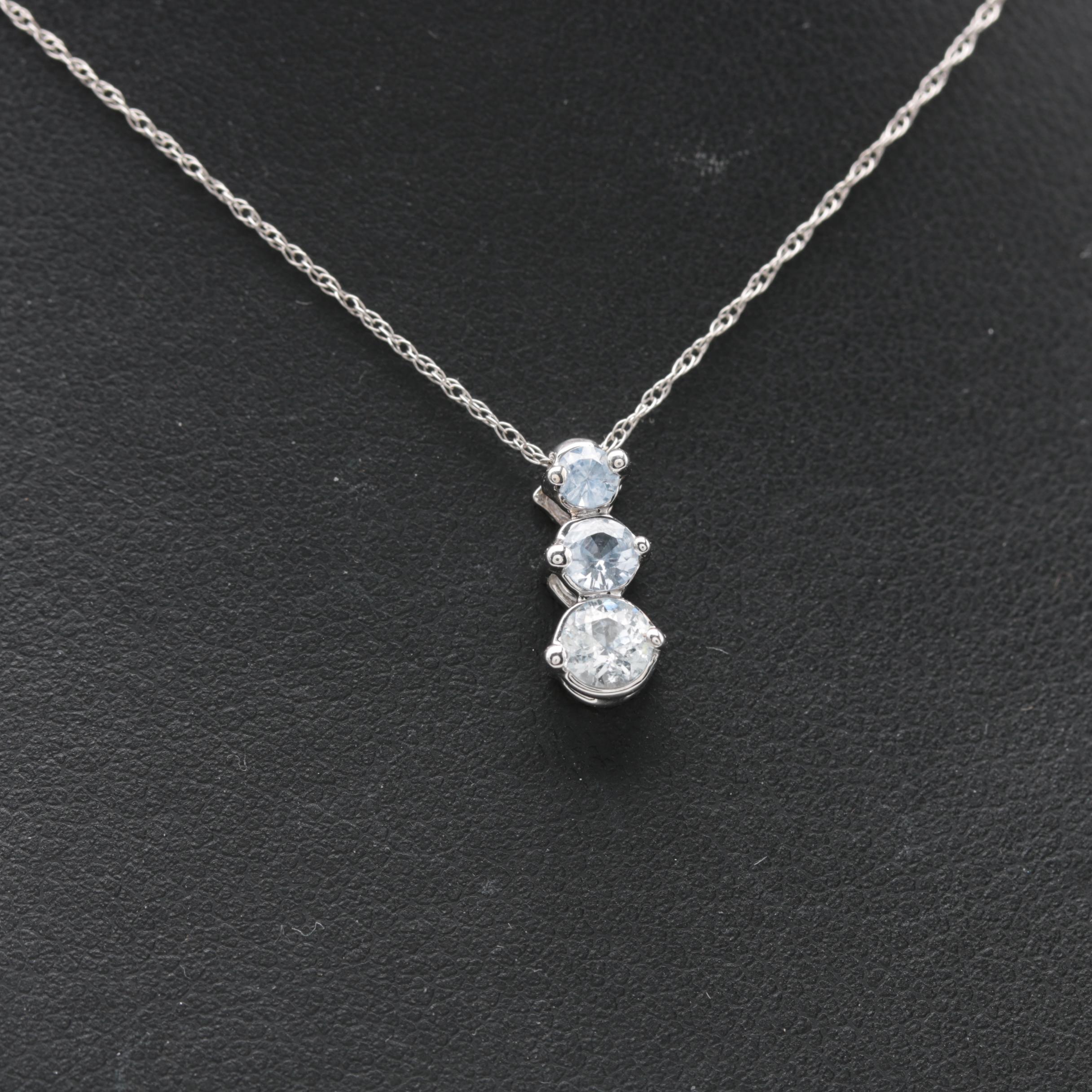 14K White Gold Sapphire Necklace