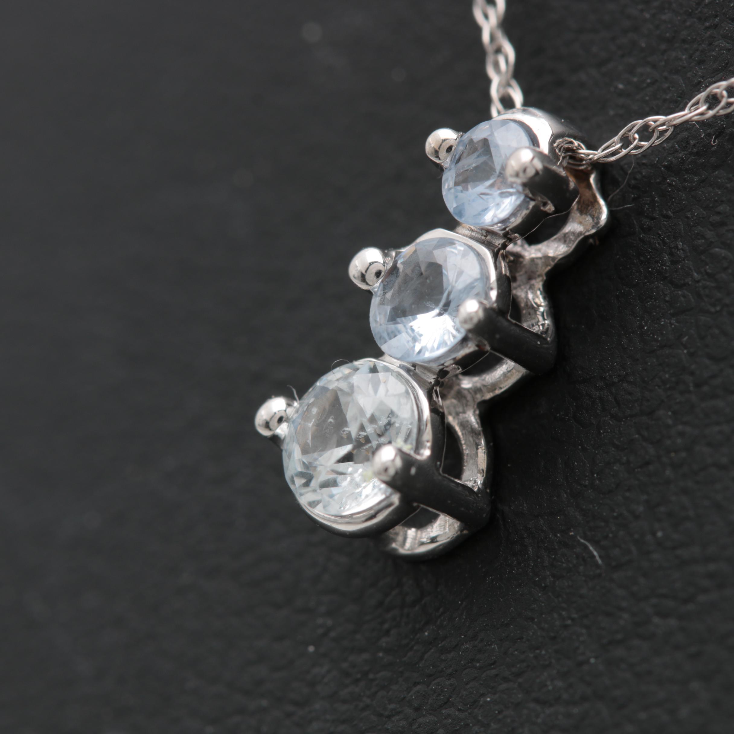 14K White Gold Sapphire Necklace