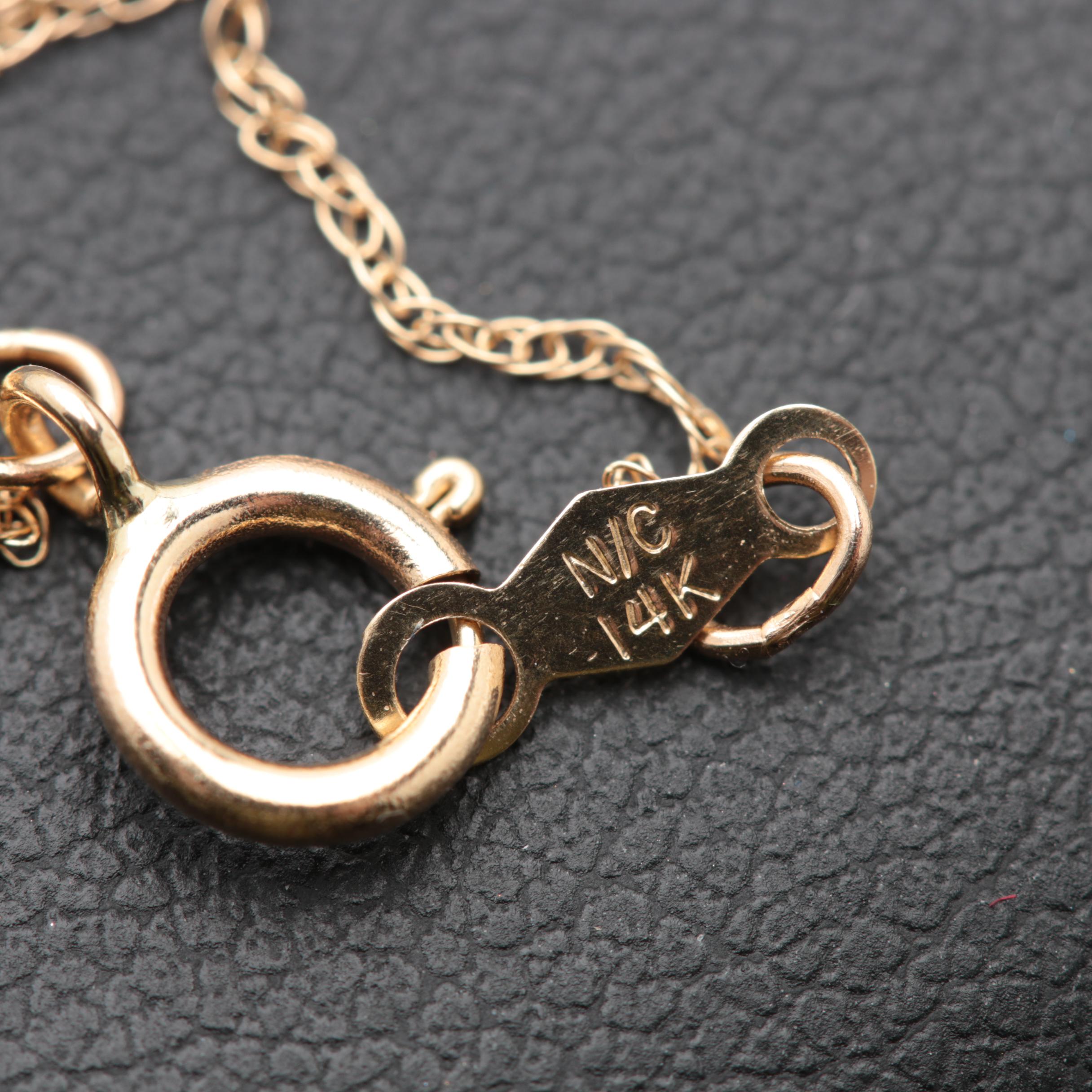 18K and 14K Yellow Gold Diamond Necklace