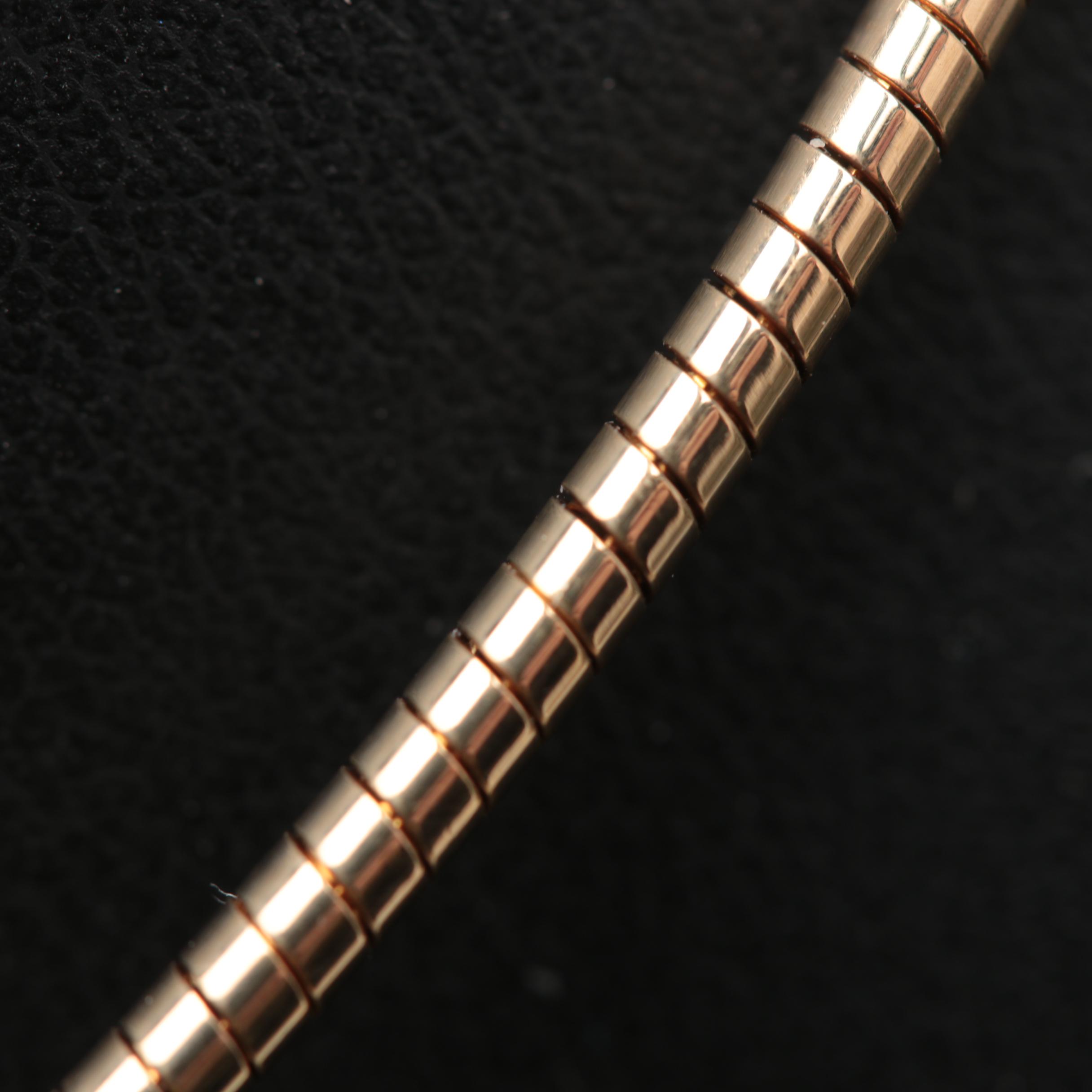 Gold Wash on Sterling Silver Diamond Omega Necklace