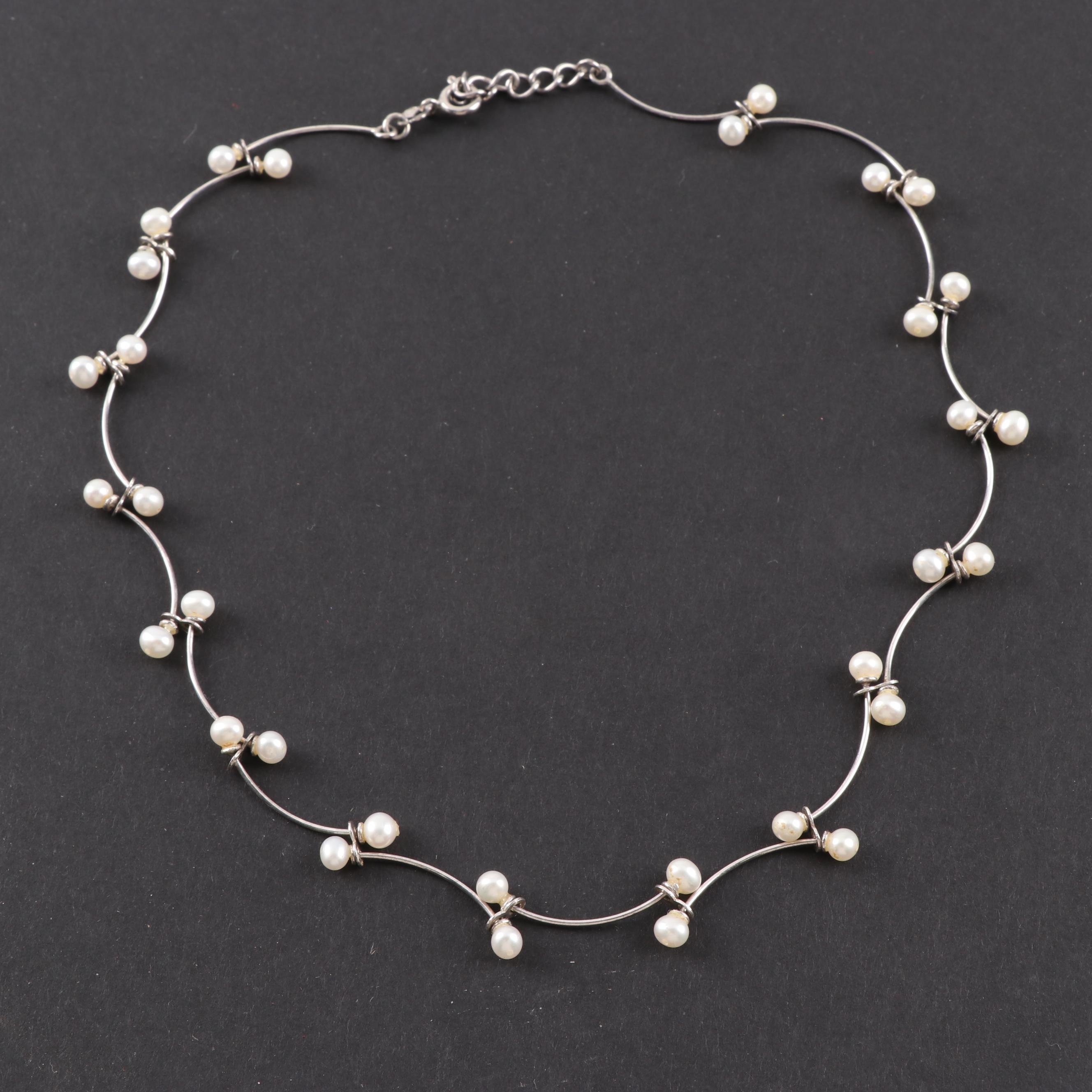 Sterling Silver and Freshwater Pearl Necklace