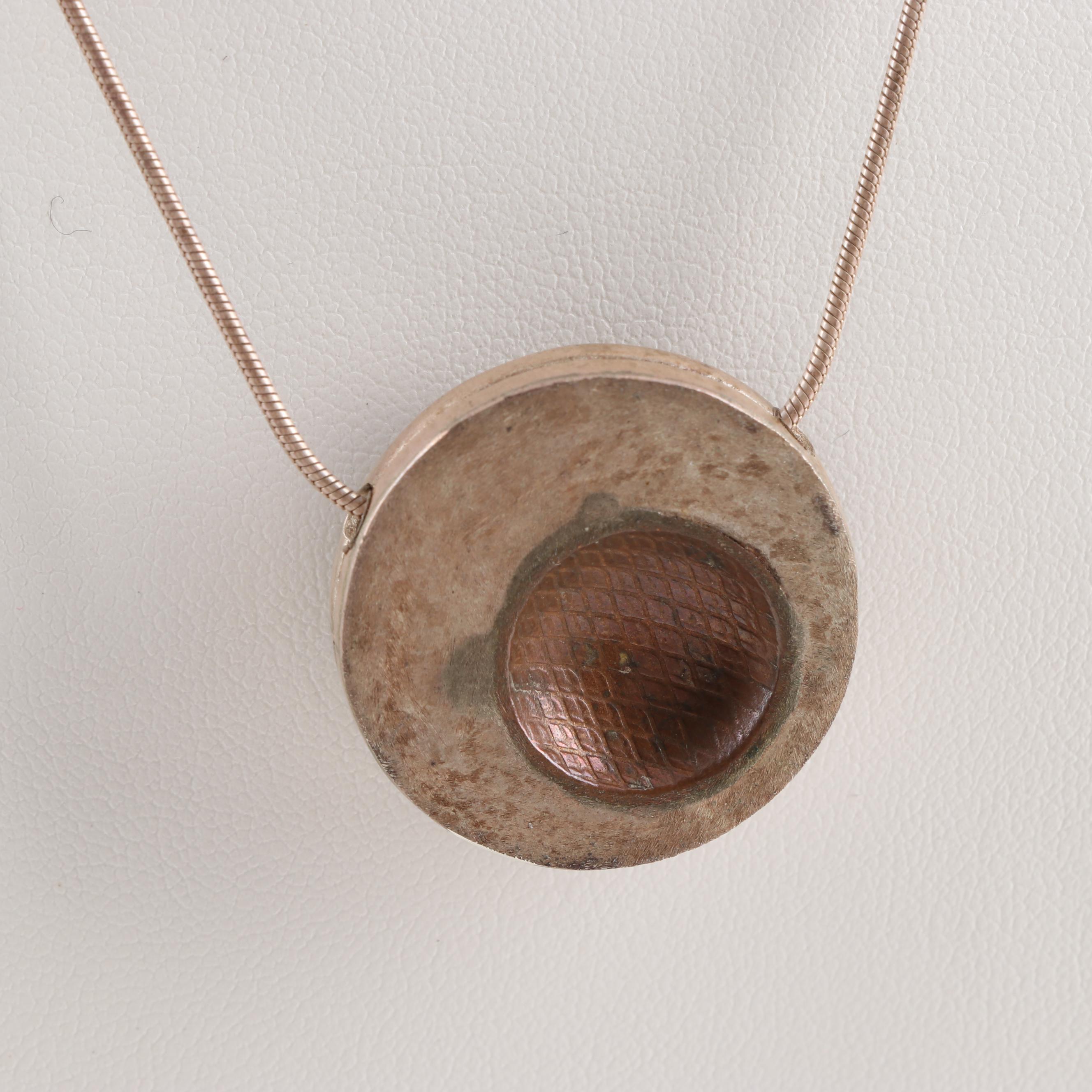 Sterling Silver Snake Chain Necklace and Silver Tone Pendant