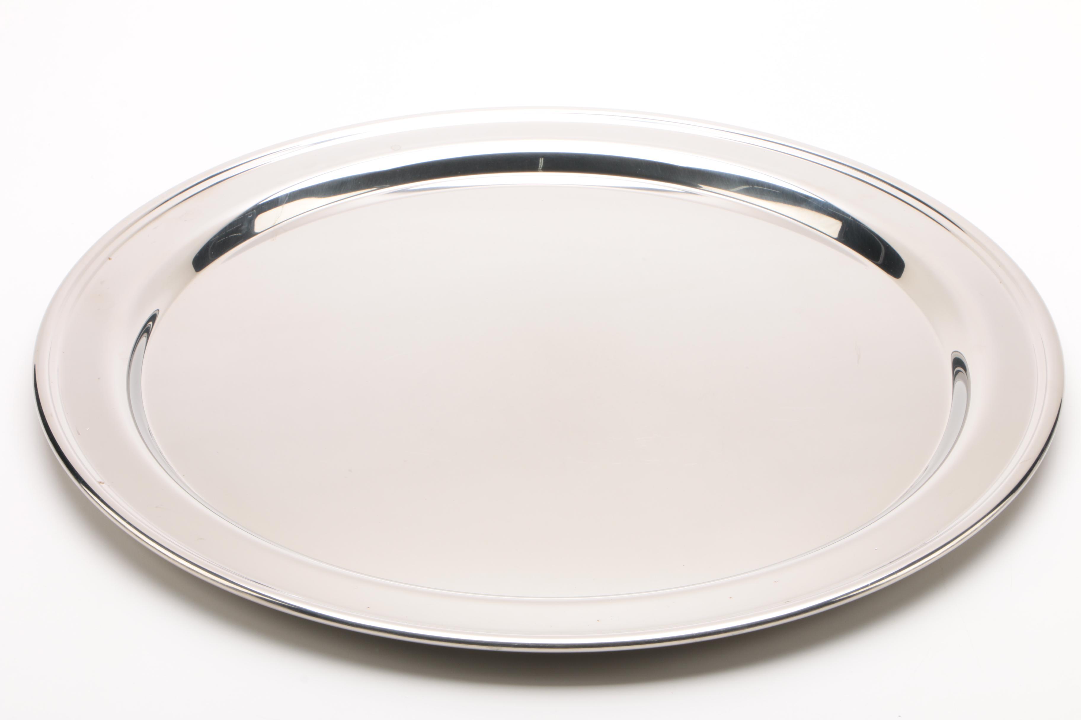 Silver Tone Punch Bowl Set with Lade, Tray, and Cup Holder