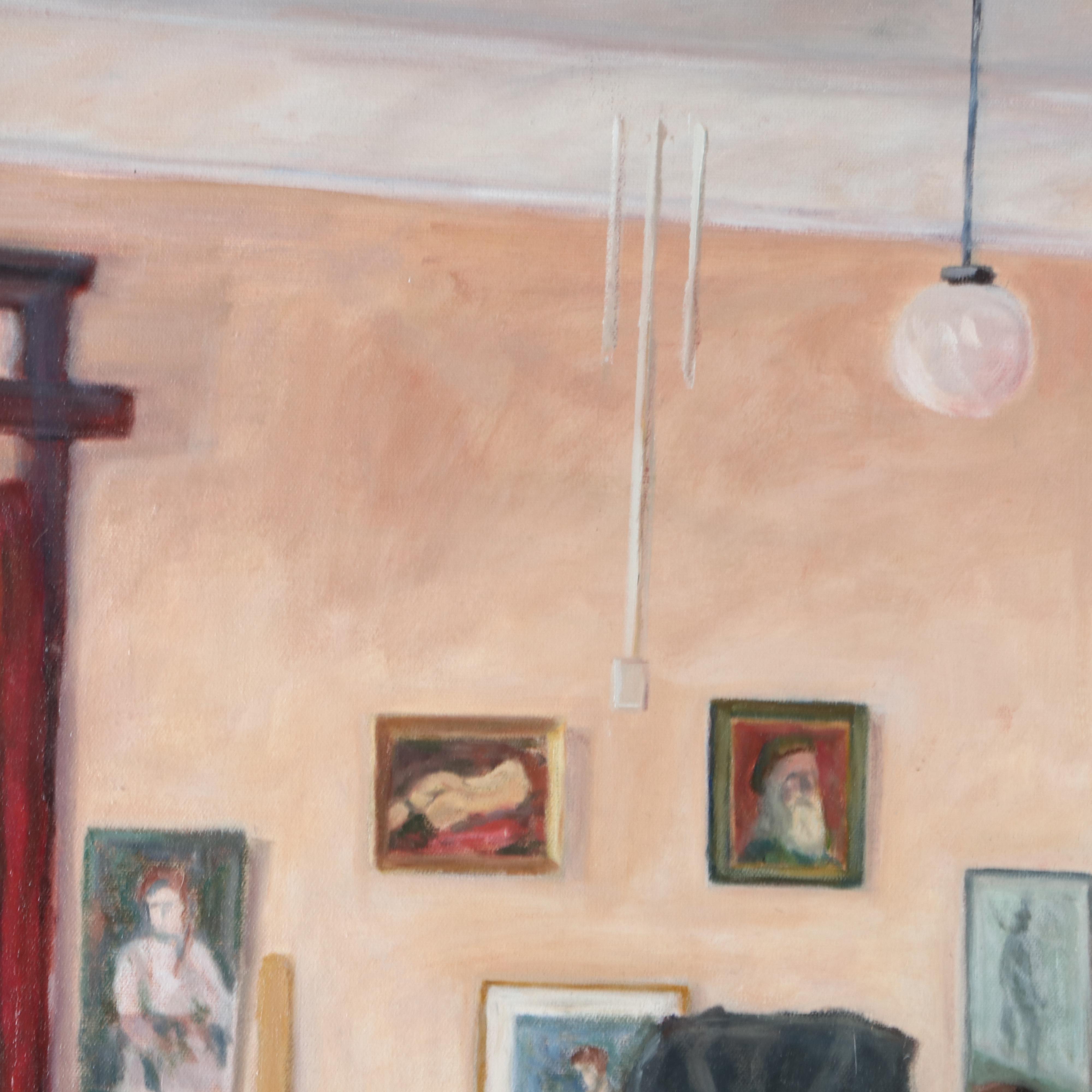 Roger William Heuck Oil Painting of Figure in Artist Studio