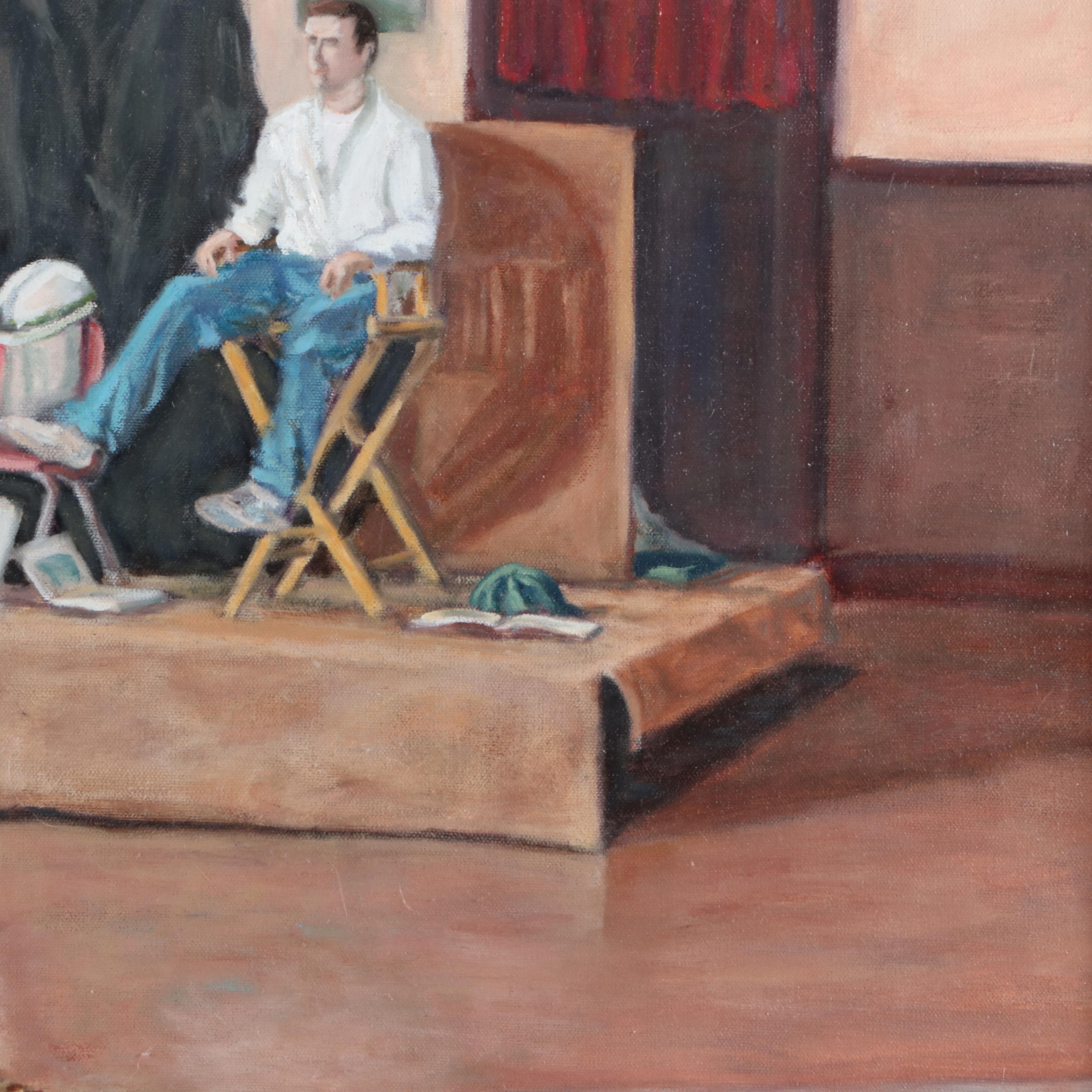 Roger William Heuck Oil Painting of Figure in Artist Studio