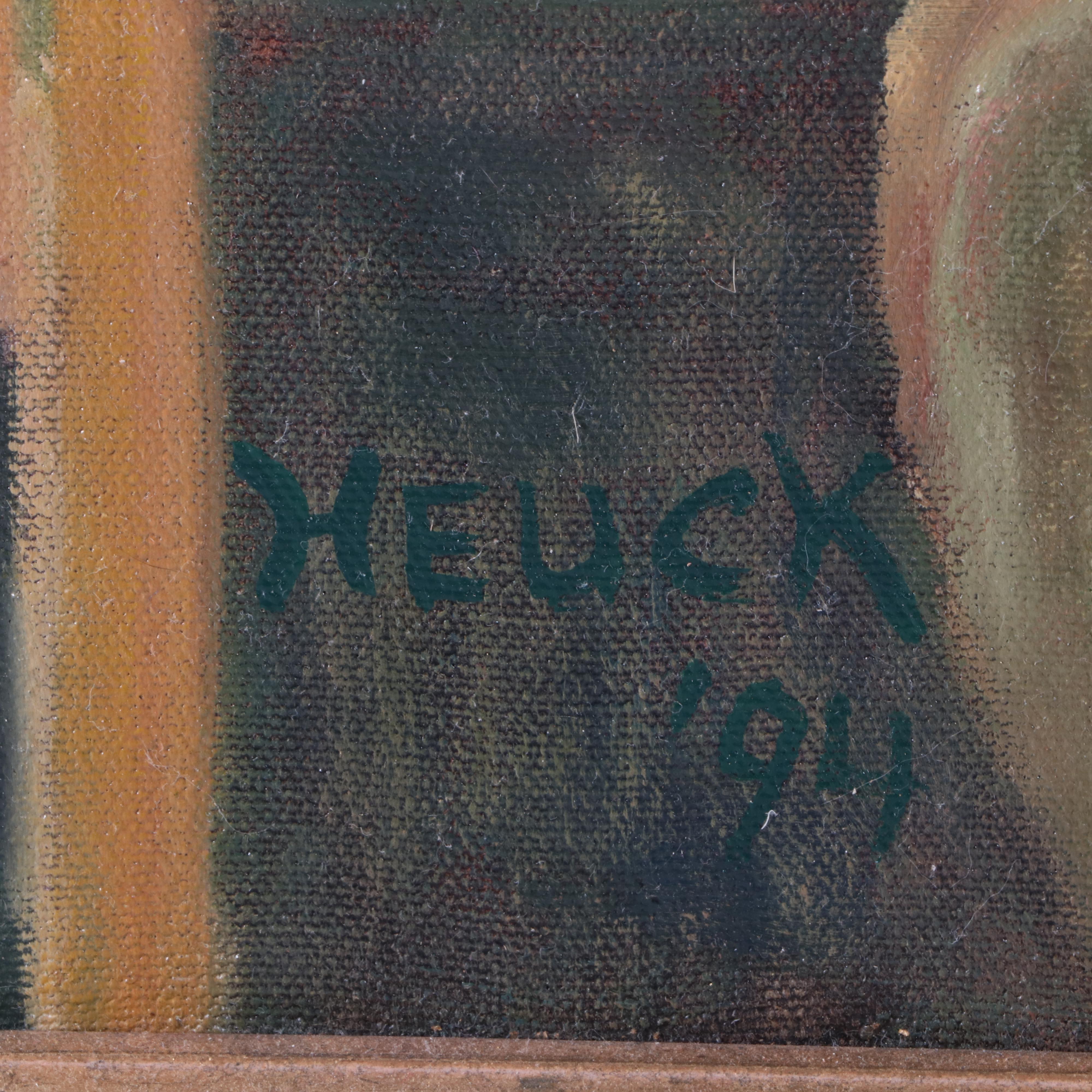 Roger William Heuck Oil Painting of Figure in Artist Studio