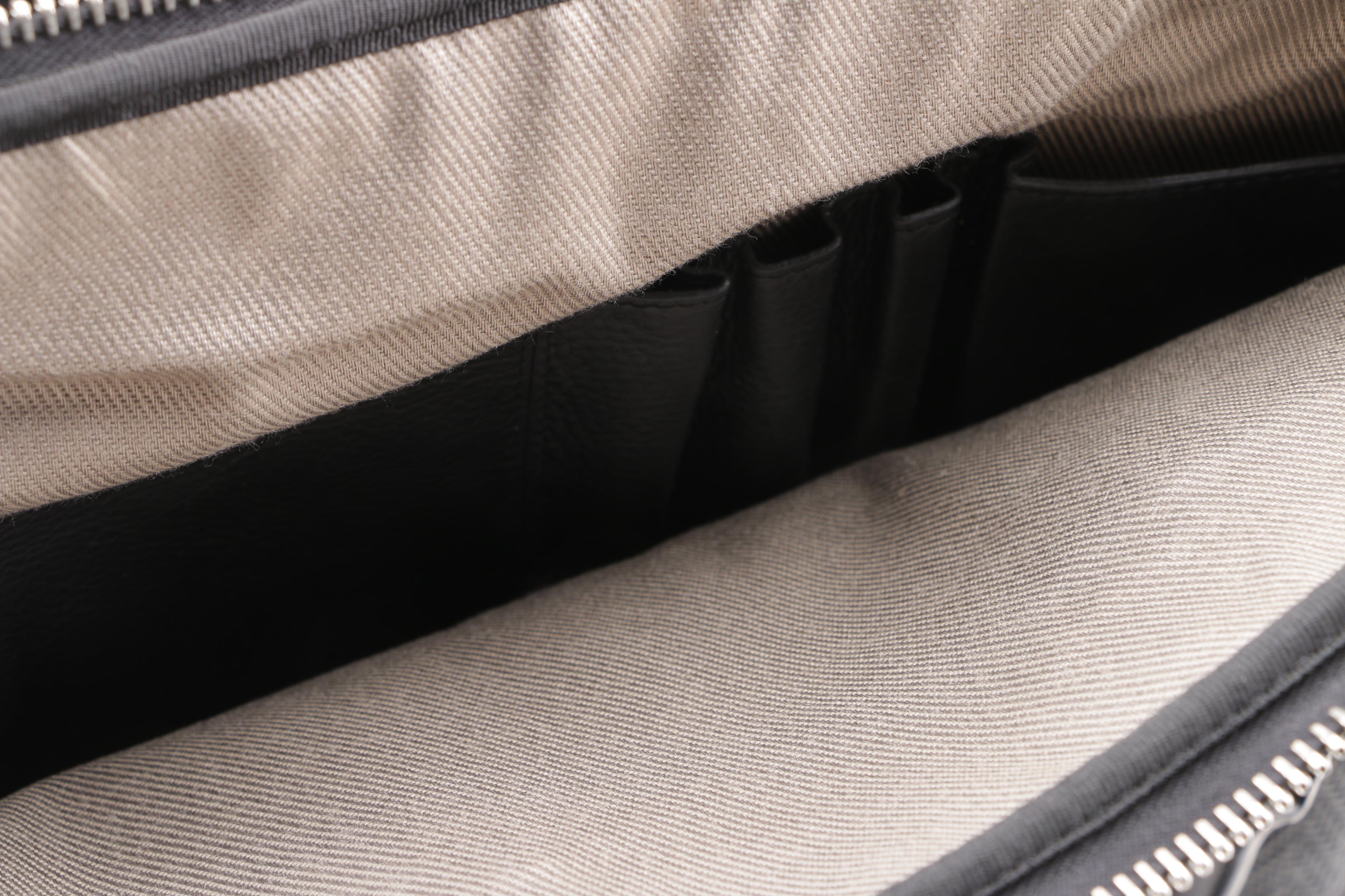 Salvatore Ferragamo Black Leather Messenger Bag with E. Goyard Heart Coin Purse