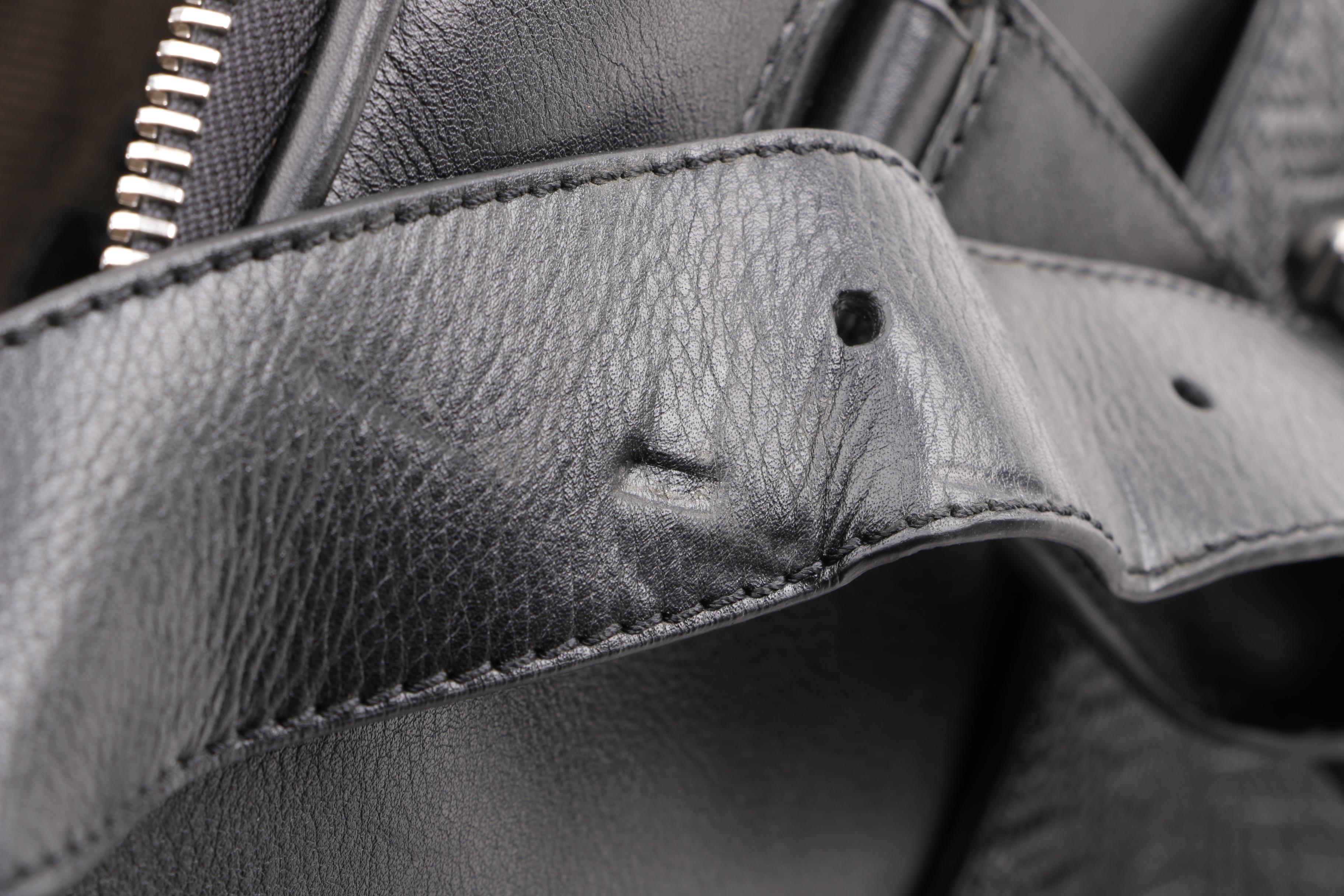 Salvatore Ferragamo Black Leather Messenger Bag with E. Goyard Heart Coin Purse