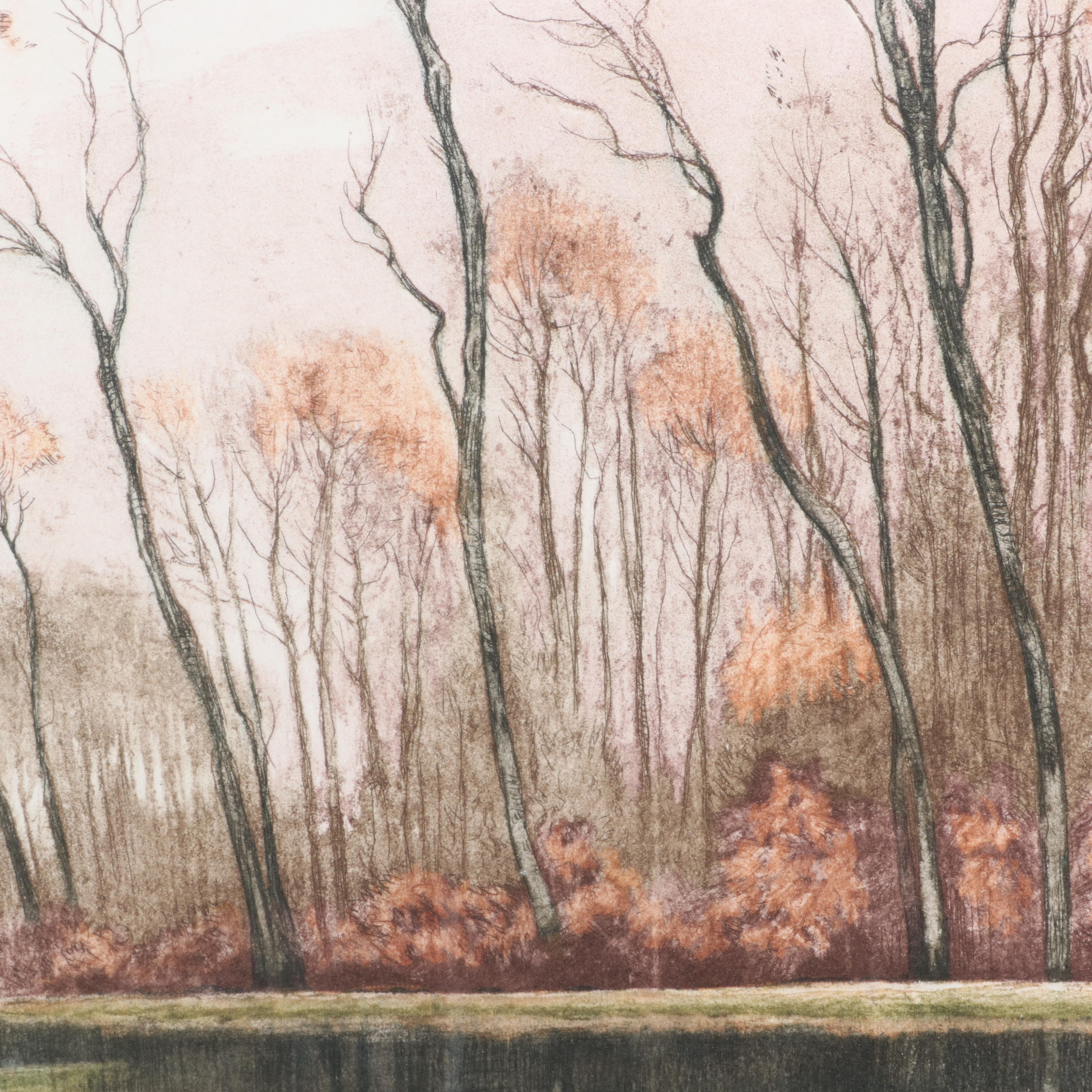 Henri Jourdain Etching à la Poupée "Canal en Automne"