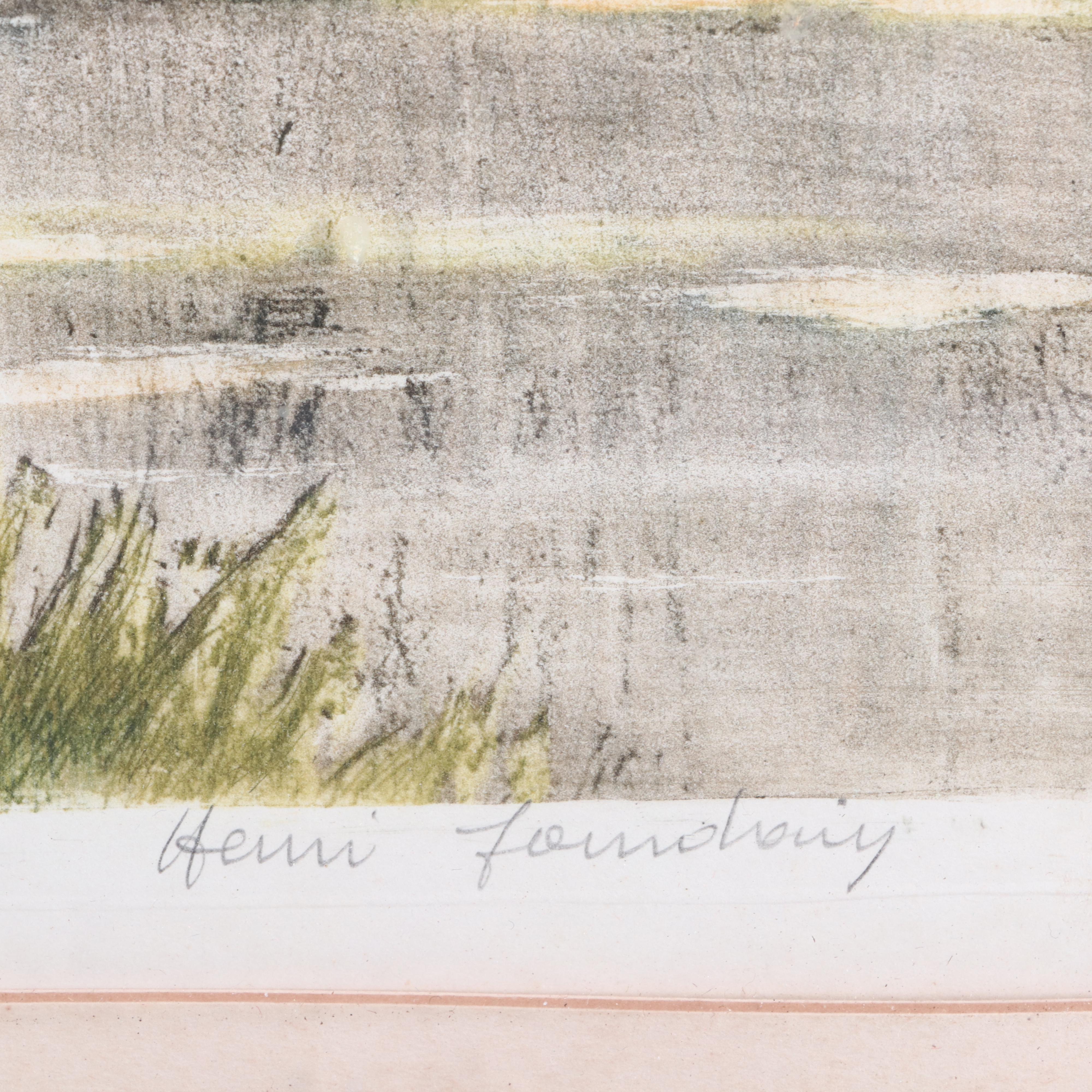 Henri Jourdain Etching à la Poupée "Canal en Automne"