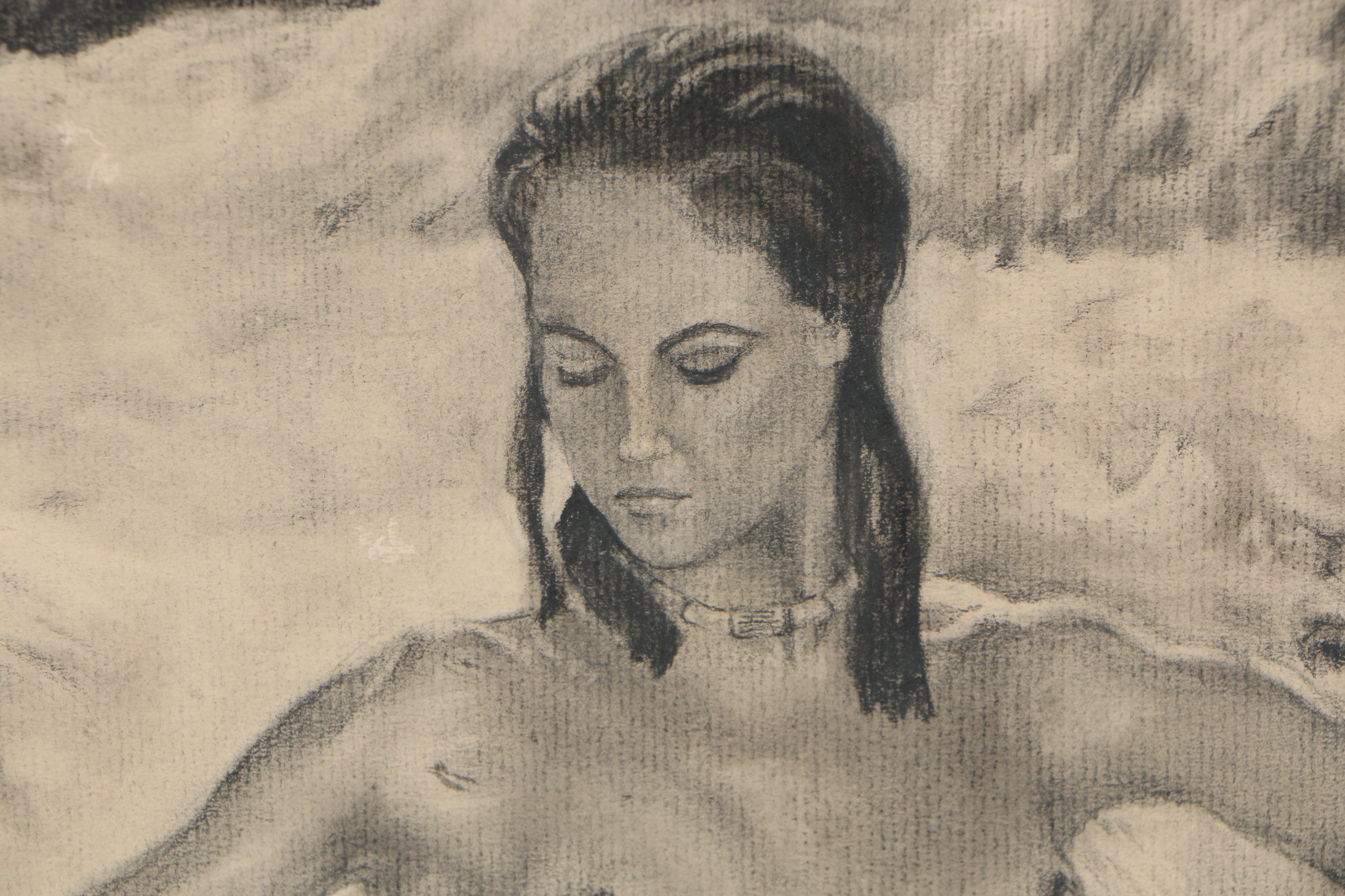 Charcoal Drawing of Female Nude