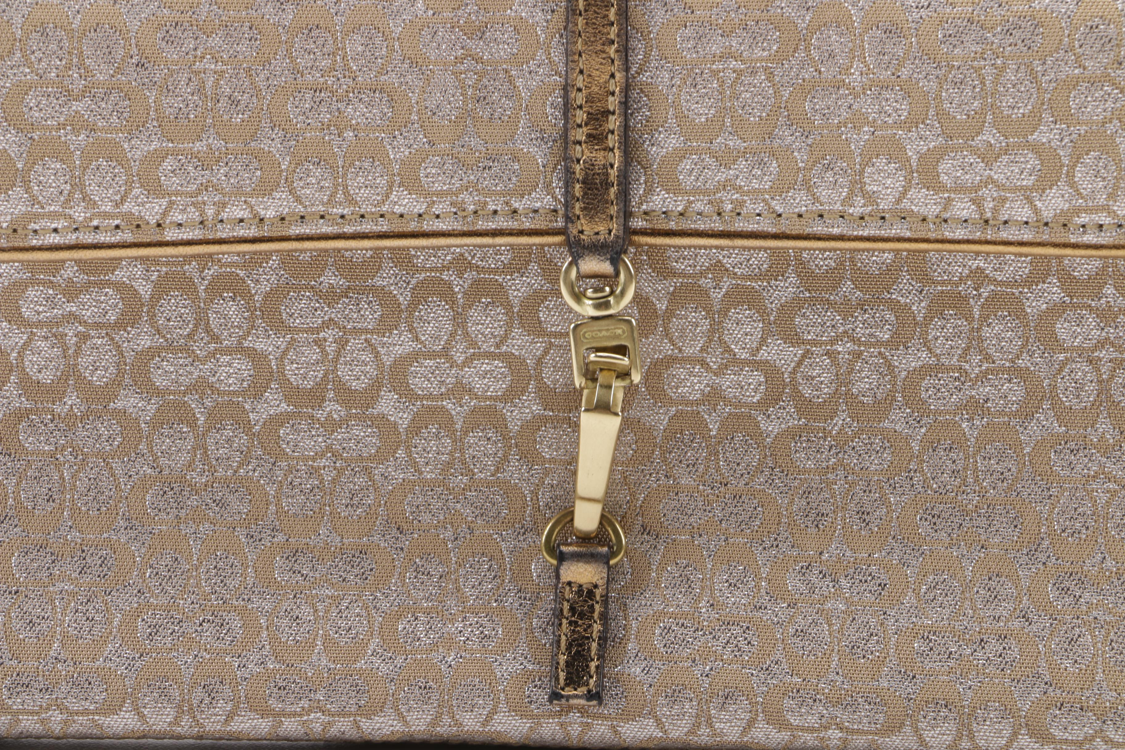 Coach Signature Gold and Silver Two-Tone Shimmer Lurex Handbag