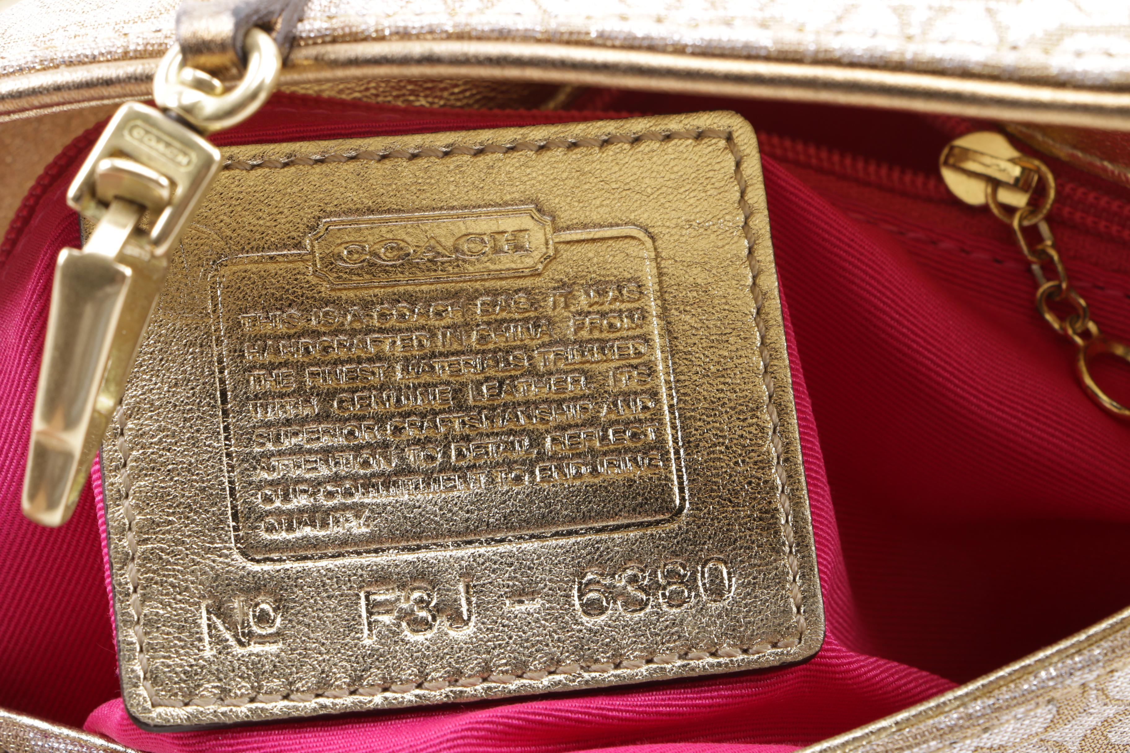 Coach Signature Gold and Silver Two-Tone Shimmer Lurex Handbag