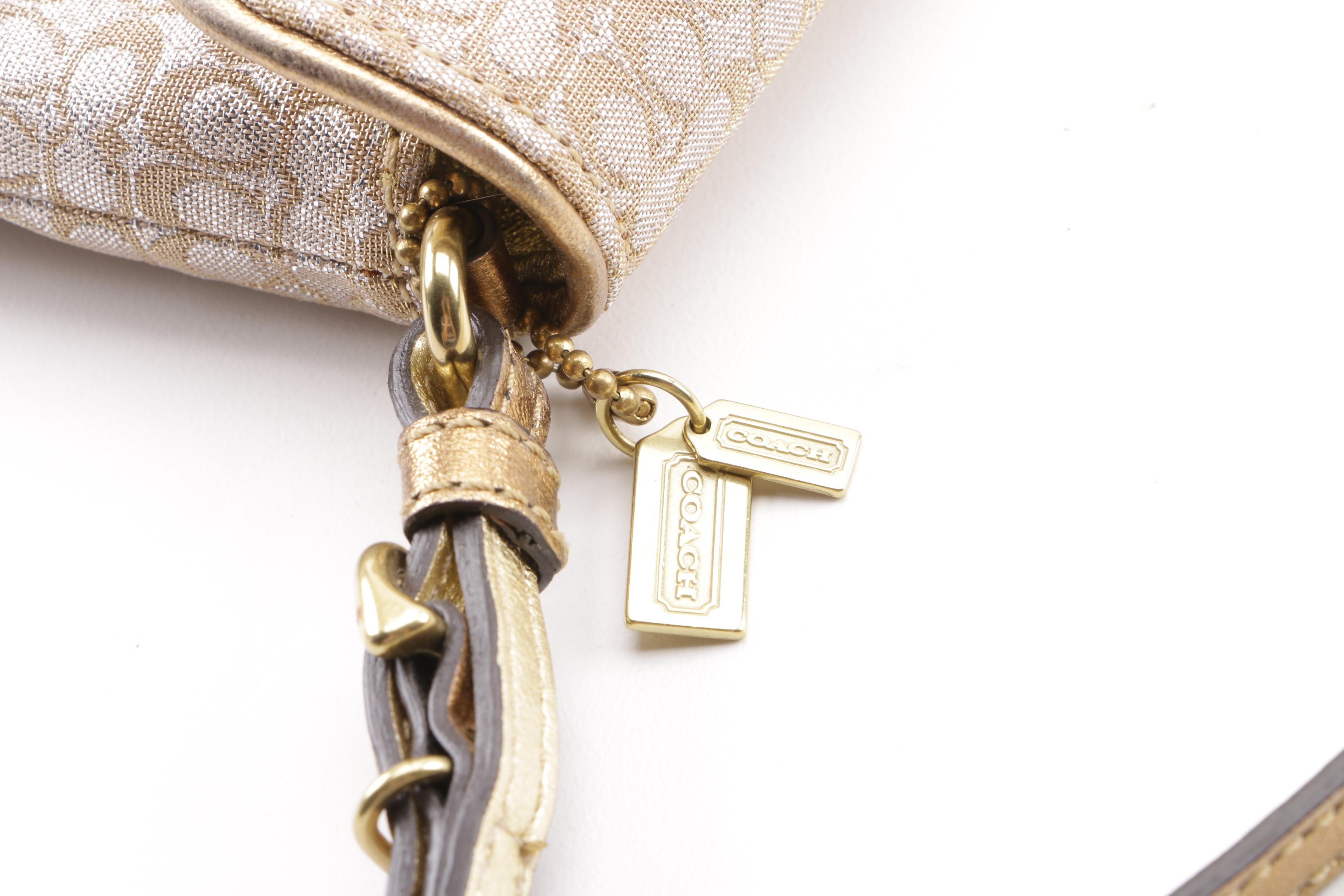 Coach Signature Gold and Silver Two-Tone Shimmer Lurex Handbag