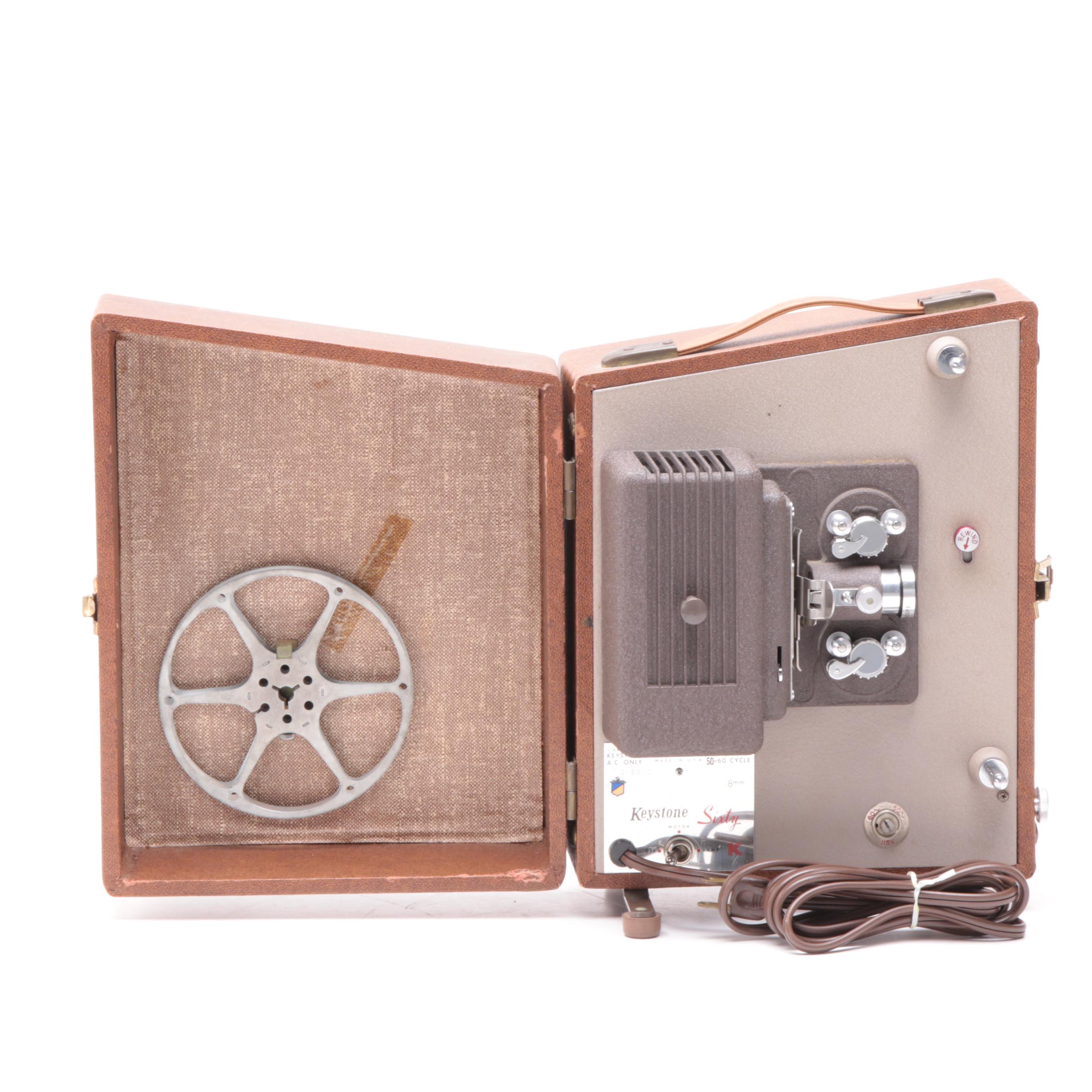 Keystone "Sixty" Portable 8mm Film Projector, Mid-Century