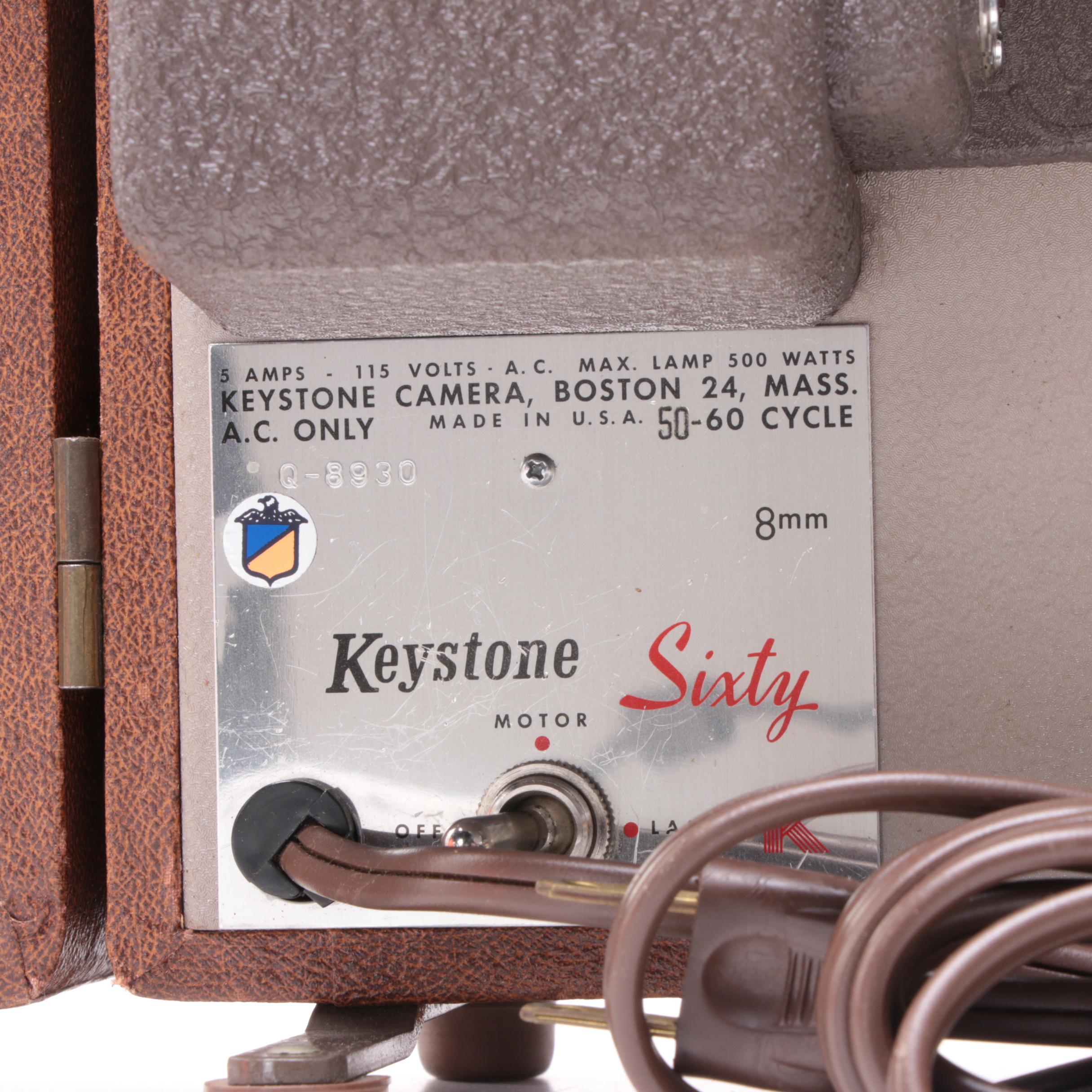 Keystone "Sixty" Portable 8mm Film Projector, Mid-Century