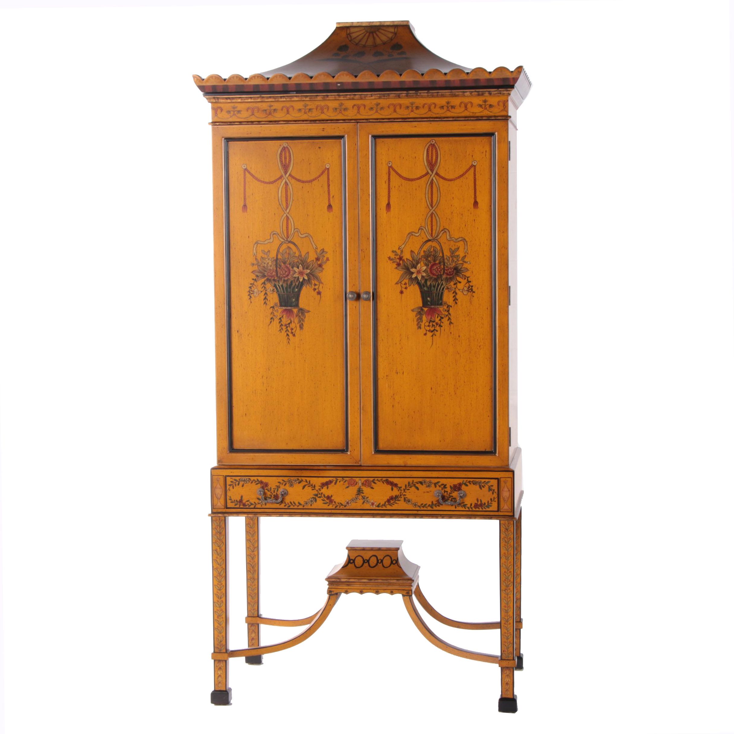 Robert Adams Style Painted Wood Entertainment Highboy by Chelsea House, 21st C.