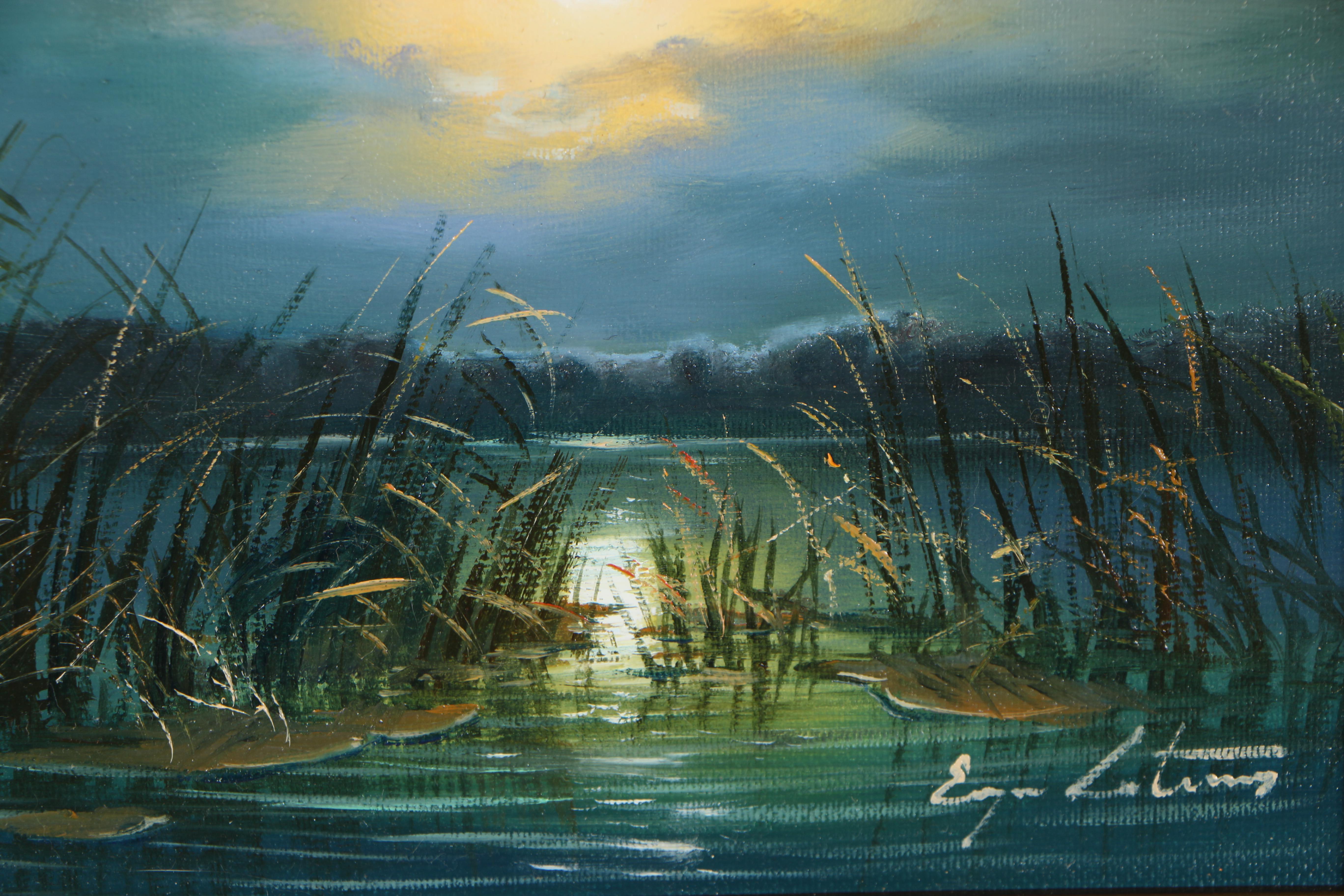 Jevgenijus Litvinas Oil Painting "Pond at Night"