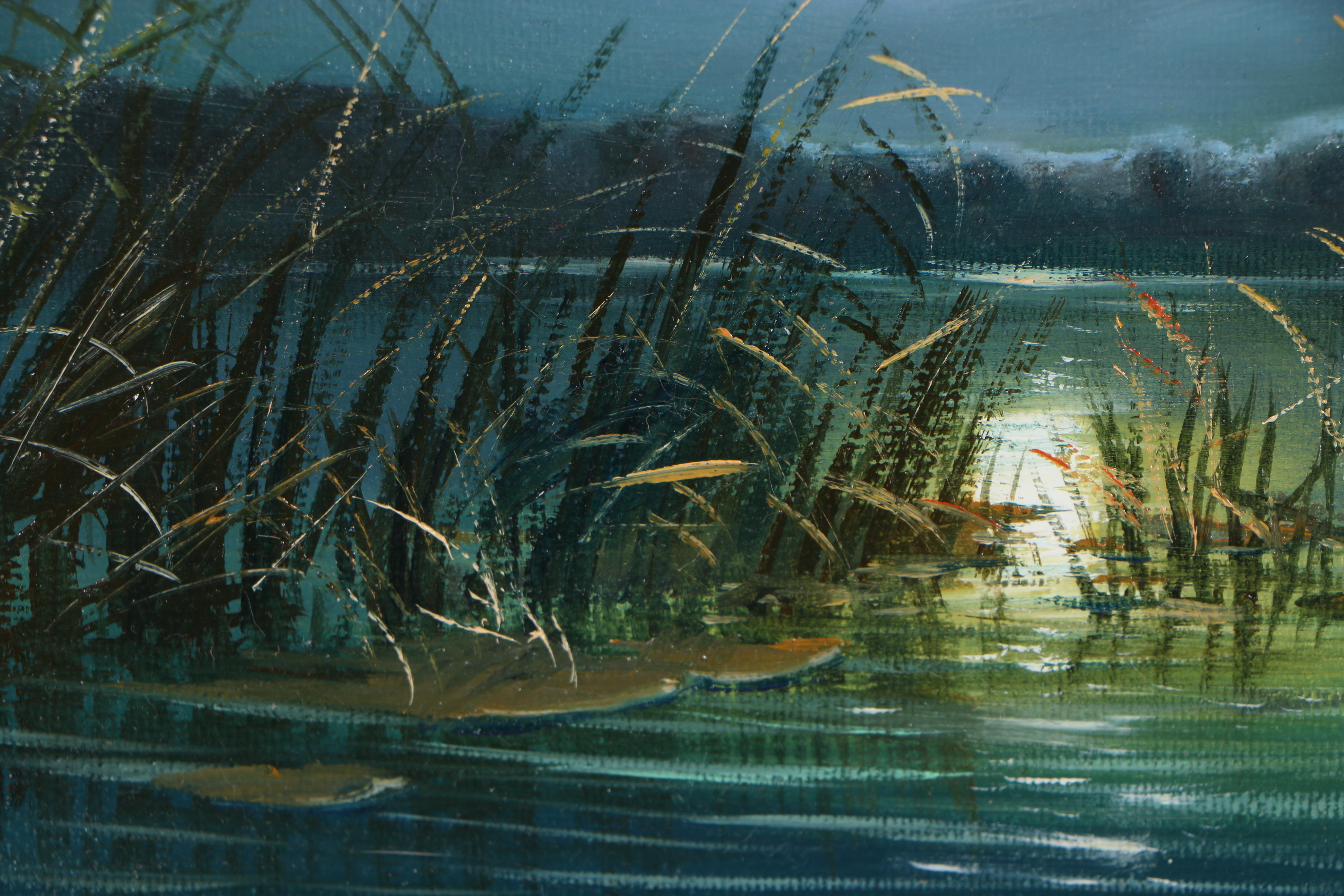 Jevgenijus Litvinas Oil Painting "Pond at Night"