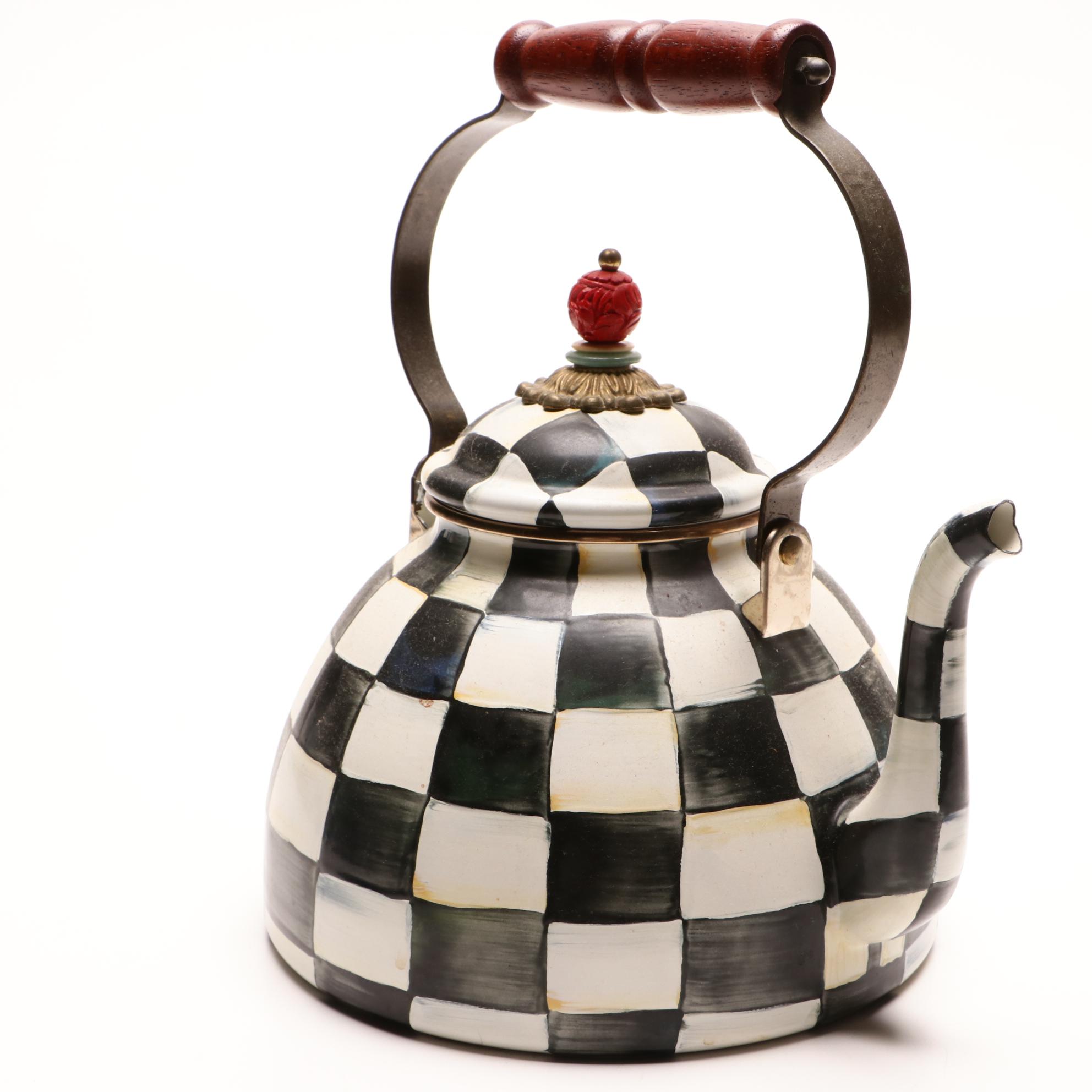 ]MacKenzie-Childs "Courtly Check" Two-Quart Tea Kettle