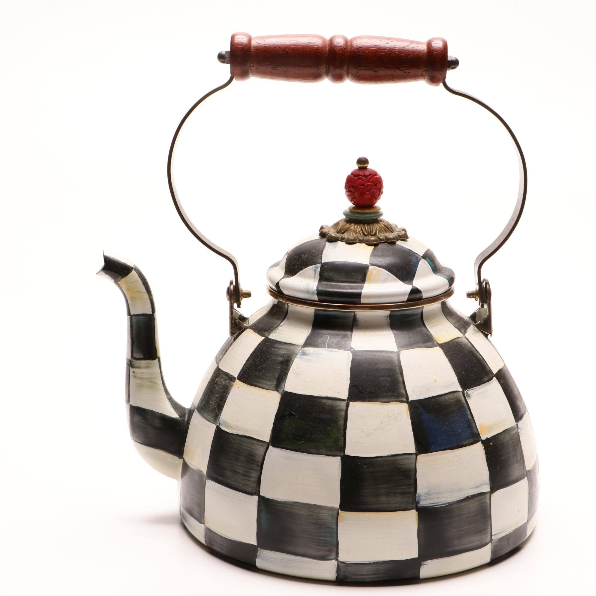]MacKenzie-Childs "Courtly Check" Two-Quart Tea Kettle