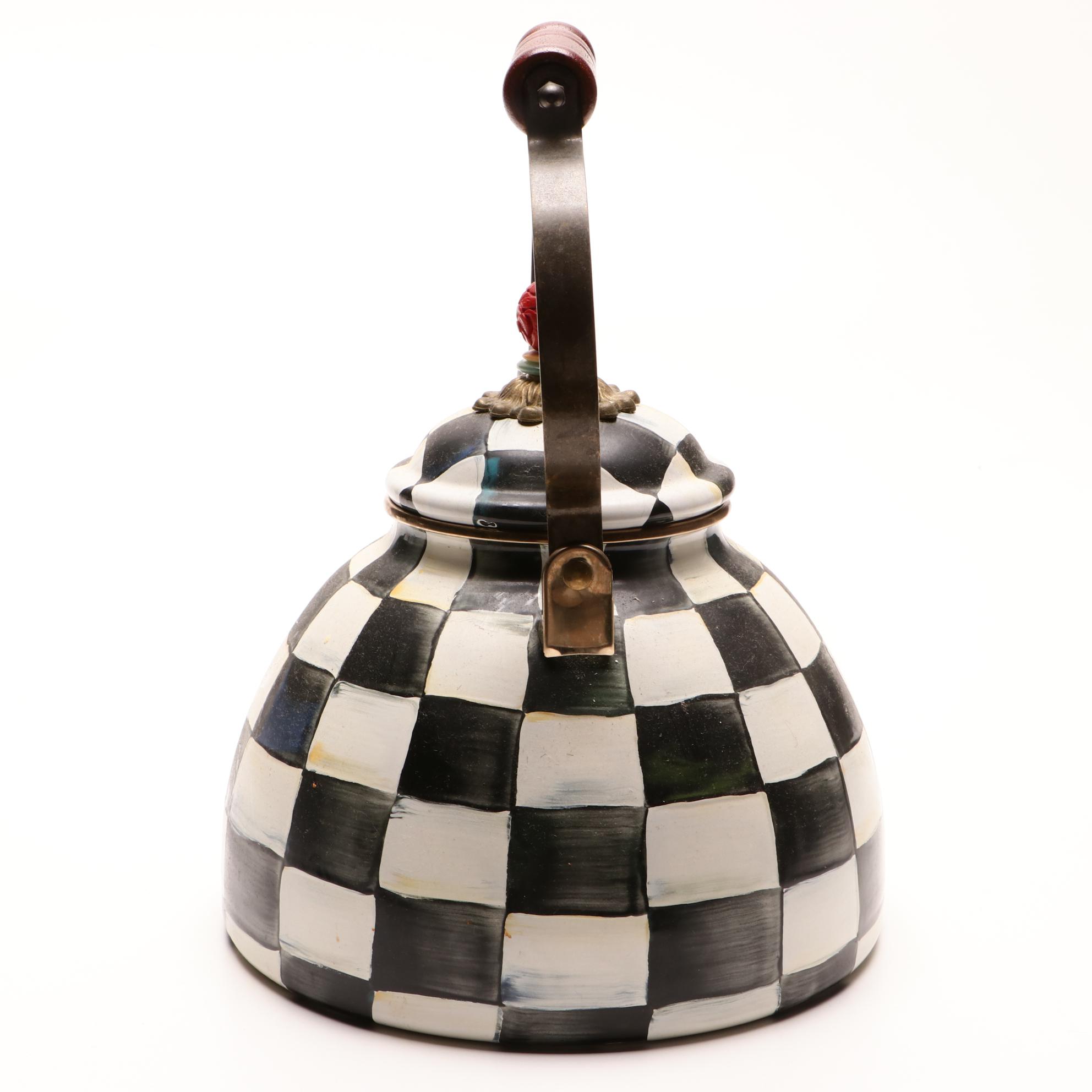 ]MacKenzie-Childs "Courtly Check" Two-Quart Tea Kettle
