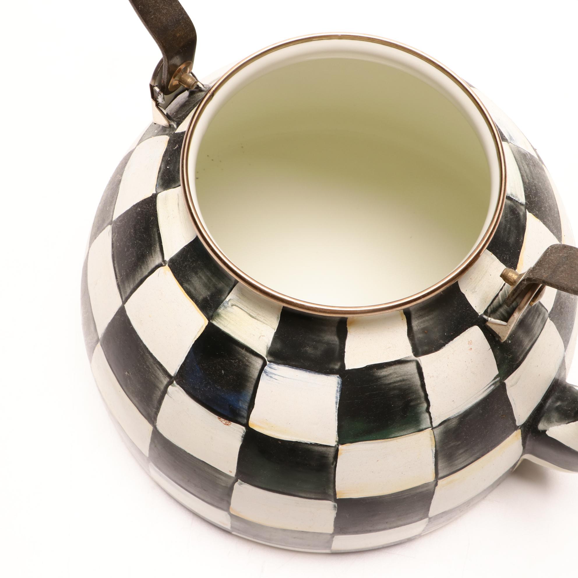 ]MacKenzie-Childs "Courtly Check" Two-Quart Tea Kettle