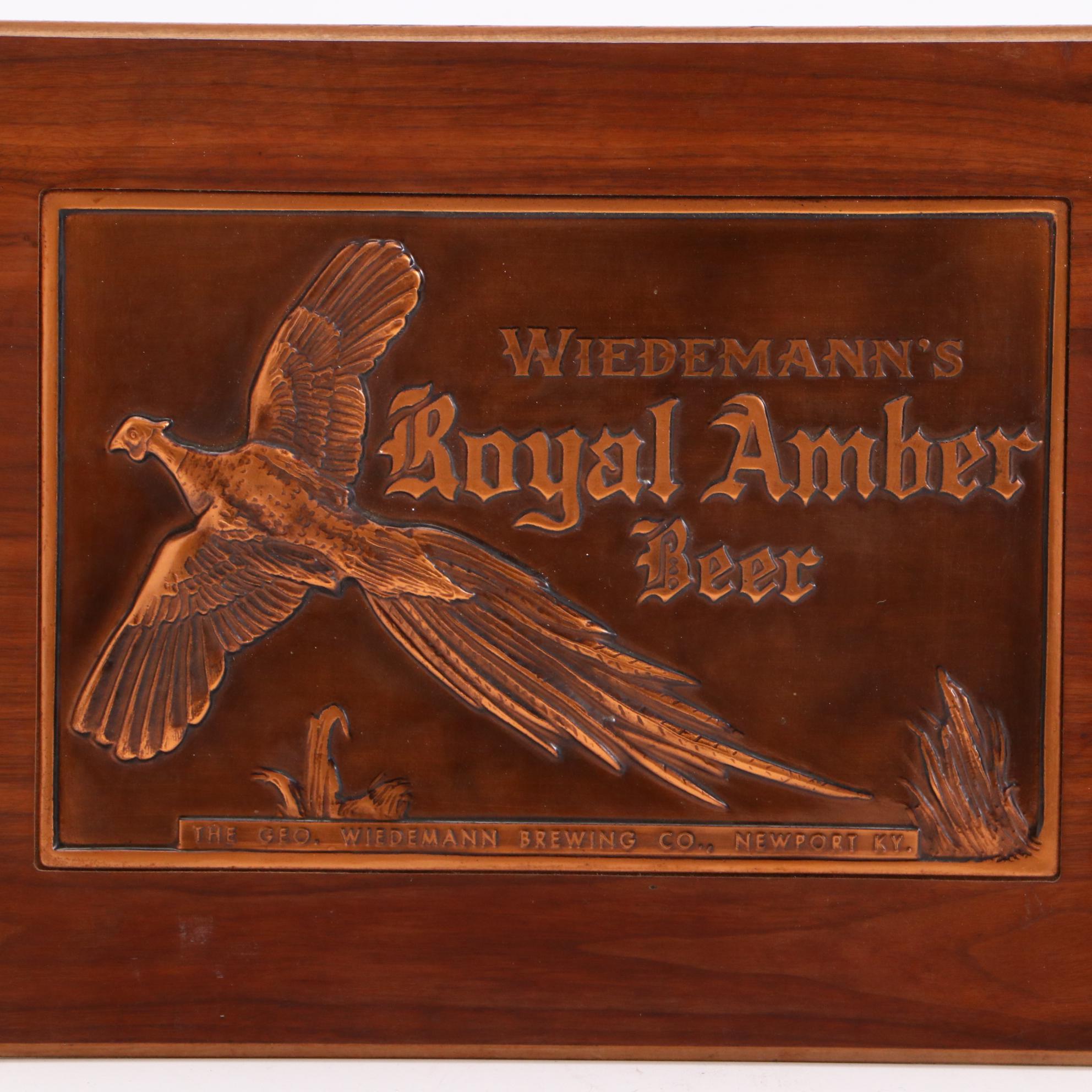 Wiedemann's Royal Amber Beer Bruce Fox Copper Sign