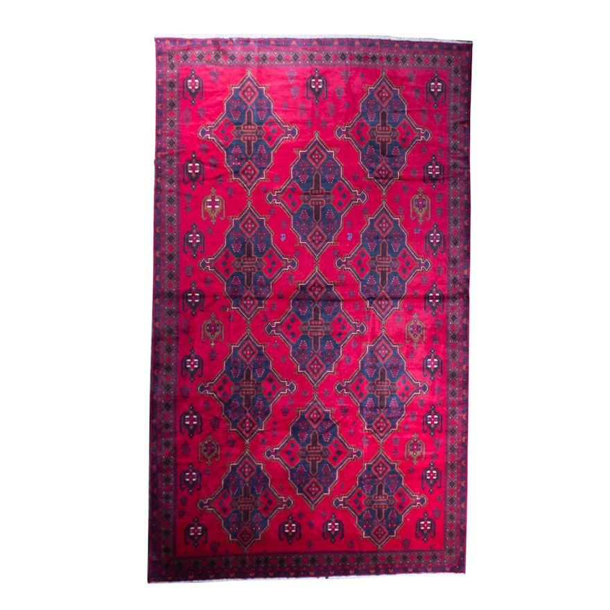 Hand-Knotted Afghani Baluch Wool Room Sized Rug