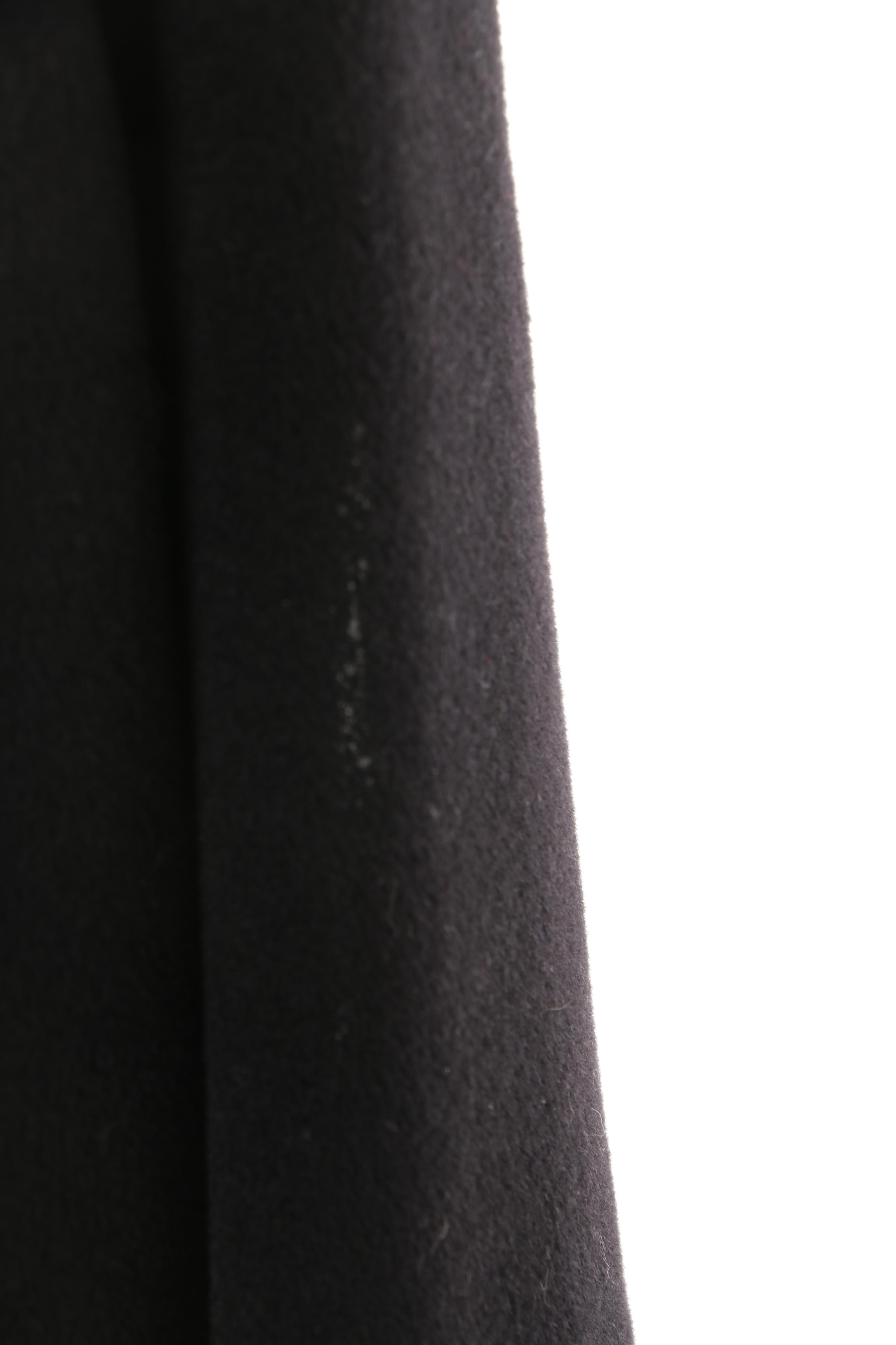 Women's Cinza Rocca Black Wool Hooded Coat with Chinchilla Fur Trim