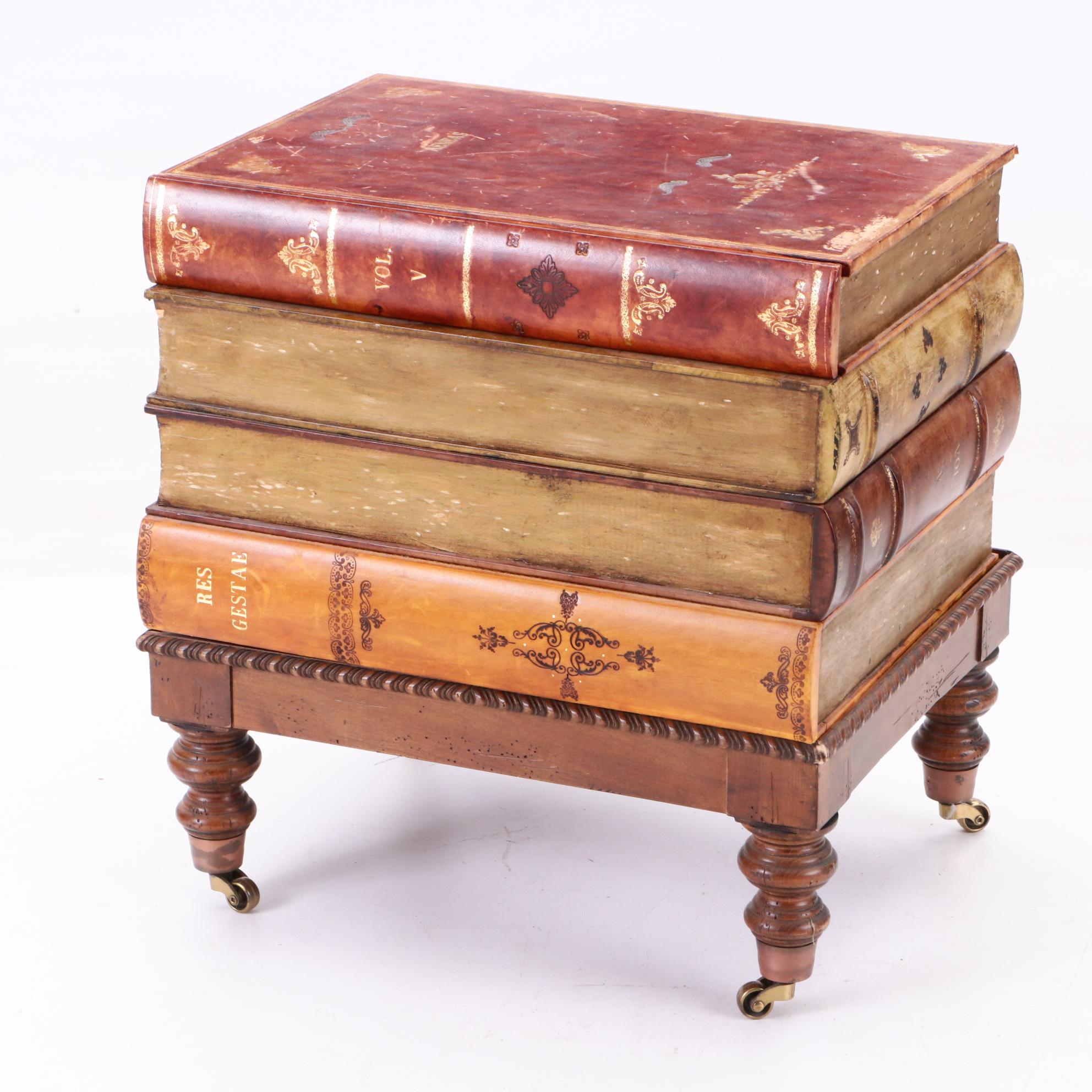 Italian-Made Stacked Books Accent Table