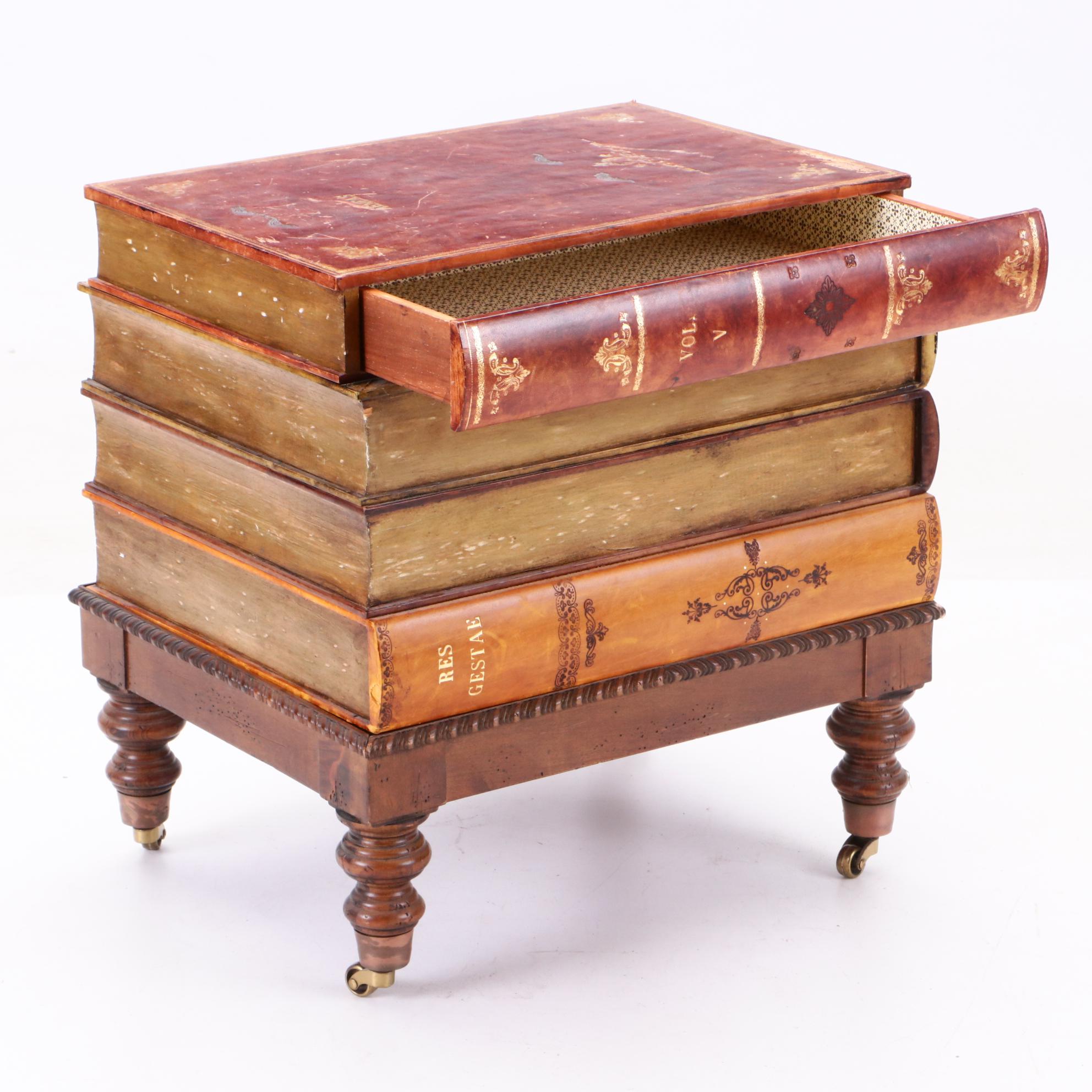 Italian-Made Stacked Books Accent Table