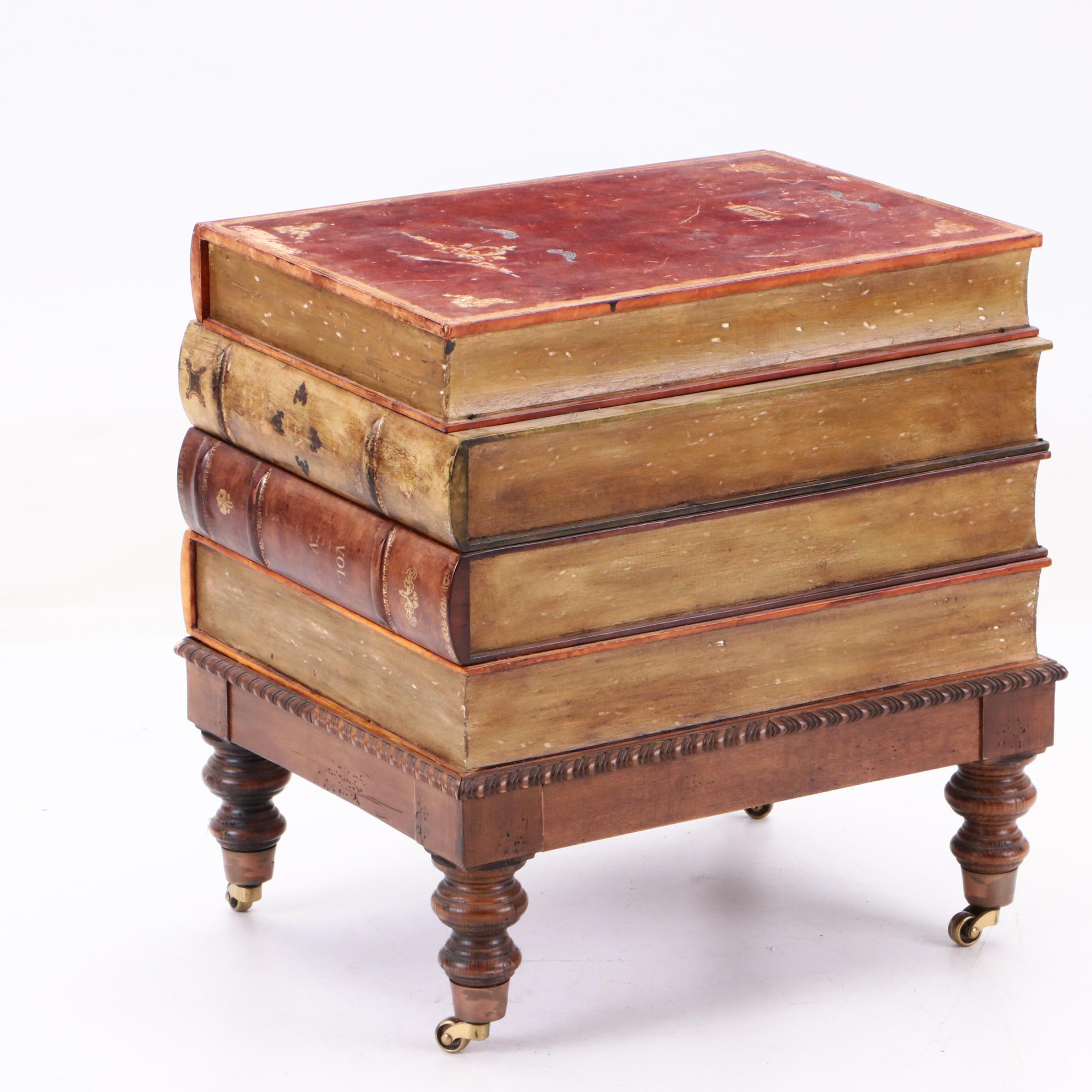 Italian-Made Stacked Books Accent Table