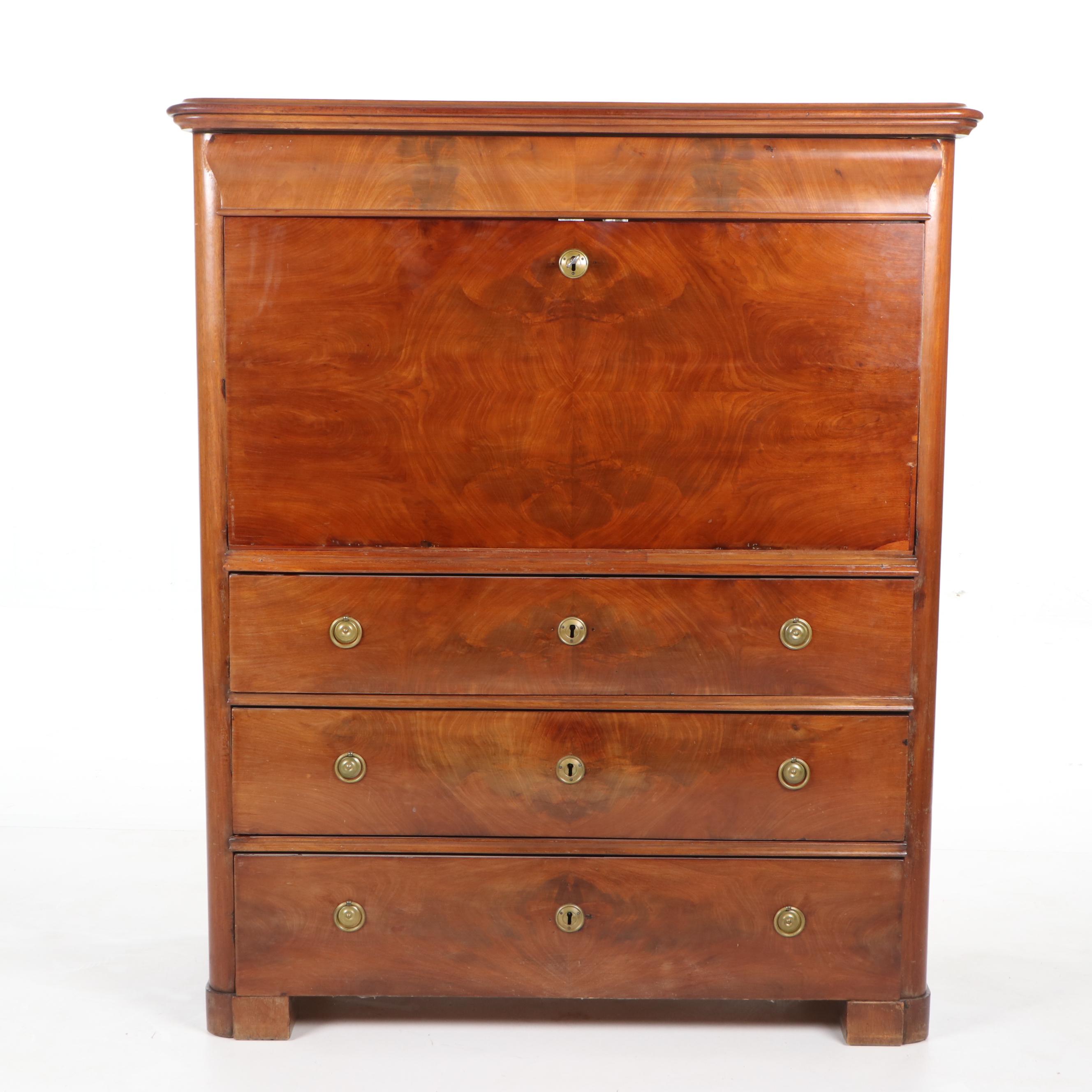 Empire Mahogany Fall-Front Secretary Desk, Early 19th Century