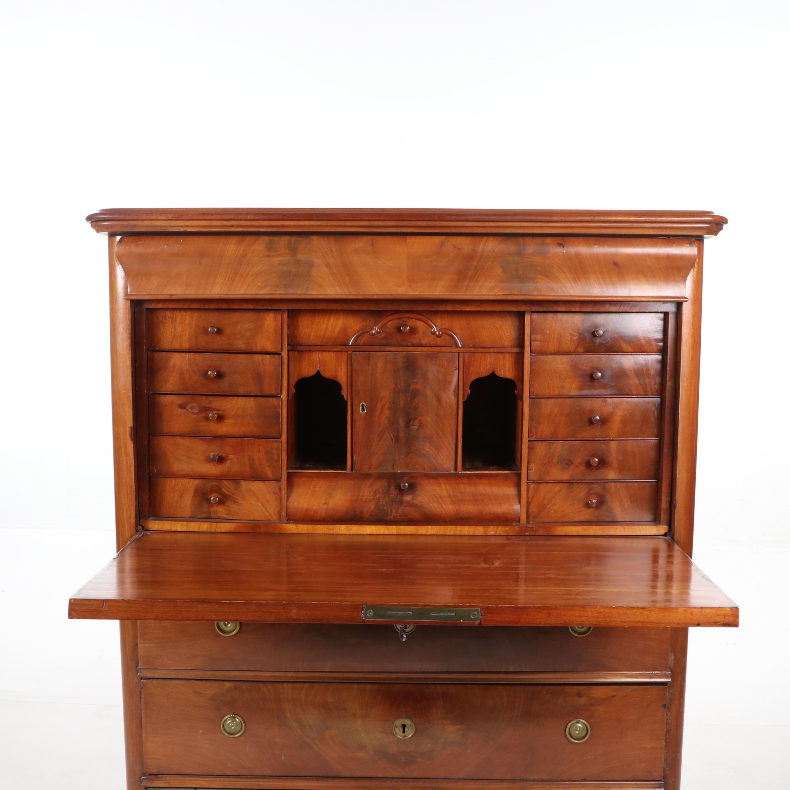 Empire Mahogany Fall-Front Secretary Desk, Early 19th Century
