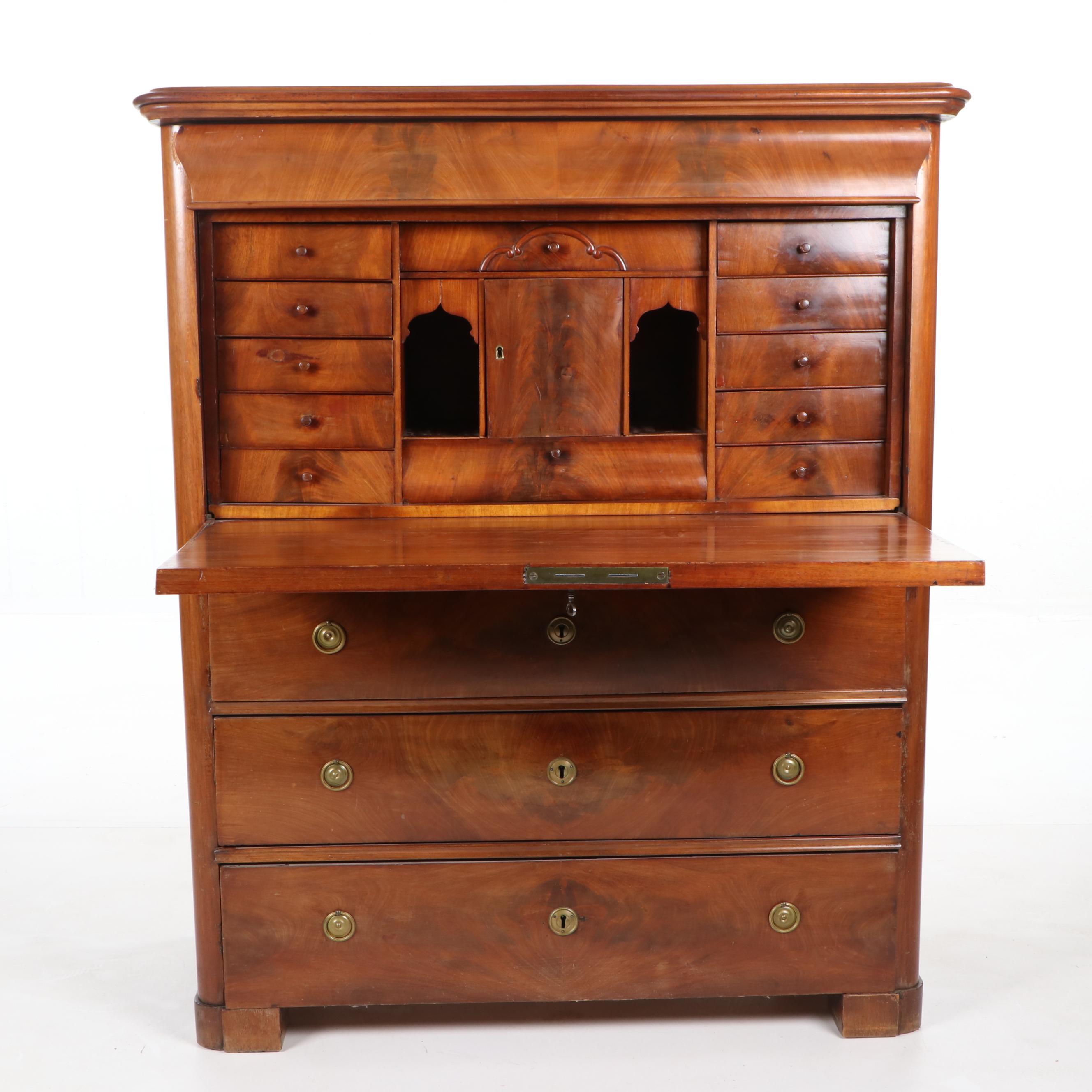 Empire Mahogany Fall-Front Secretary Desk, Early 19th Century