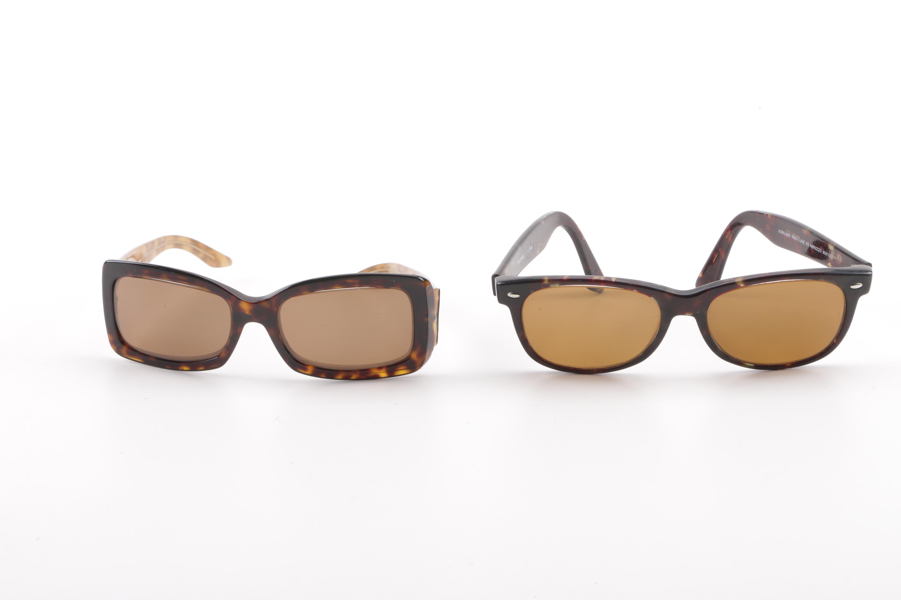 Tortoiseshell-Style Sunglasses including Miu Miu and Kirkland Signature