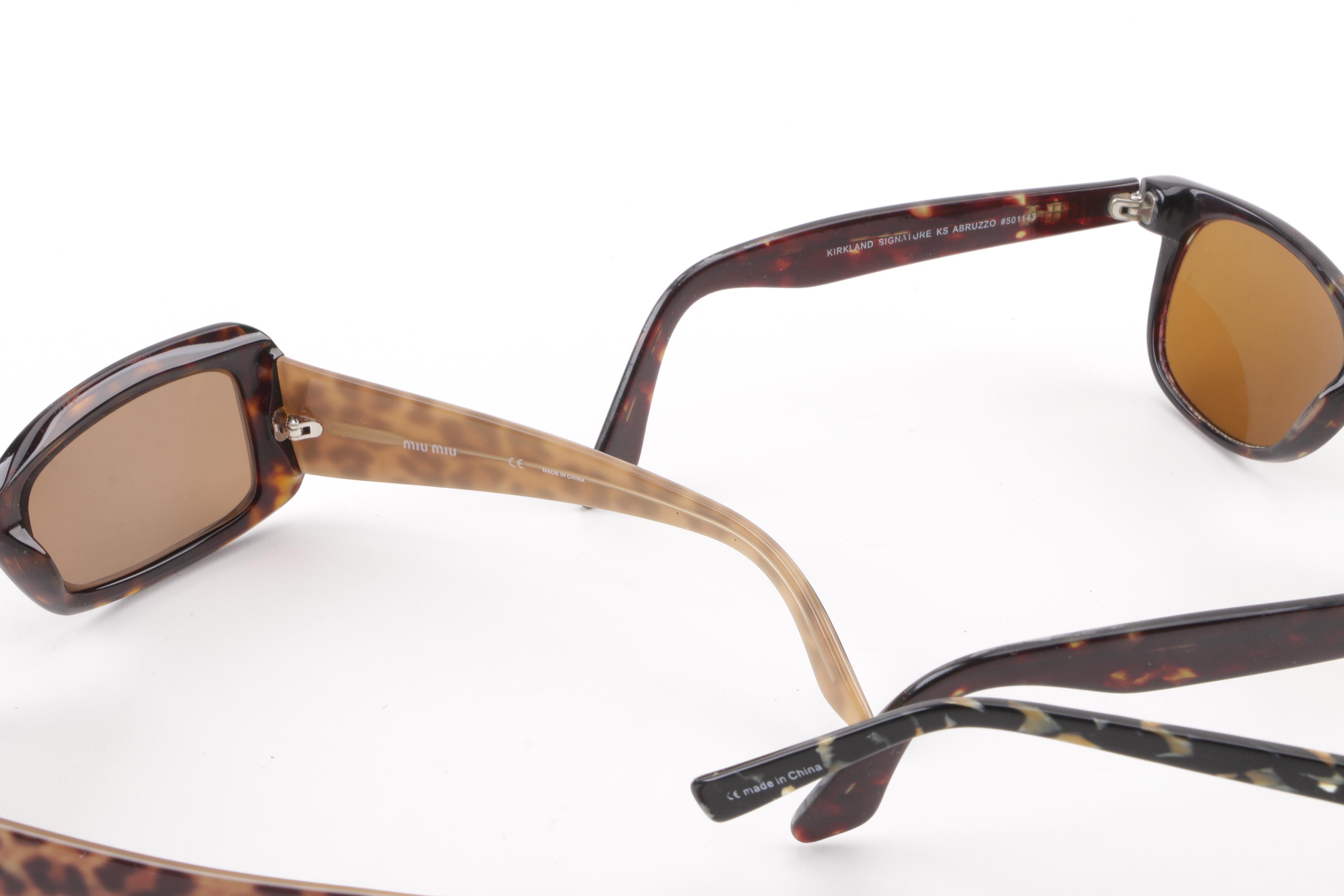Tortoiseshell-Style Sunglasses including Miu Miu and Kirkland Signature