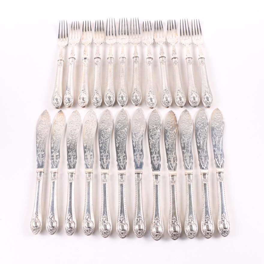 Martin, Hall & Co. Silver Plate Victorian Fish Set, Mid-19th Century