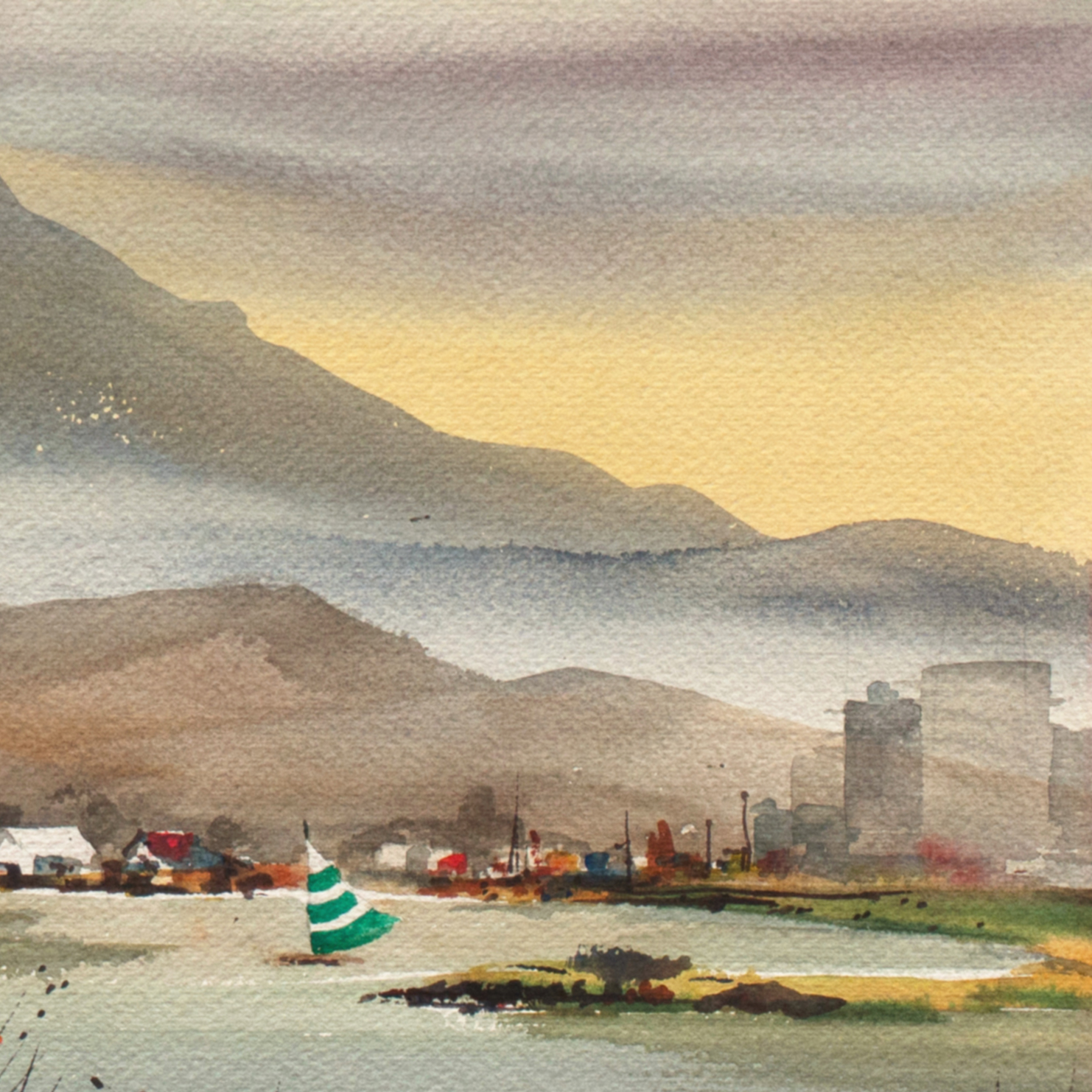 Kenneth Siqueira Watercolor Painting "Mt. Tam, Marin"