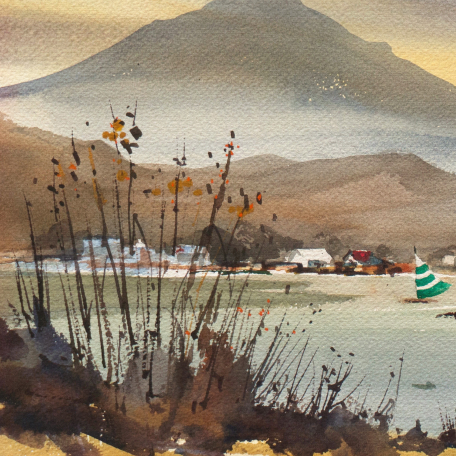 Kenneth Siqueira Watercolor Painting "Mt. Tam, Marin"