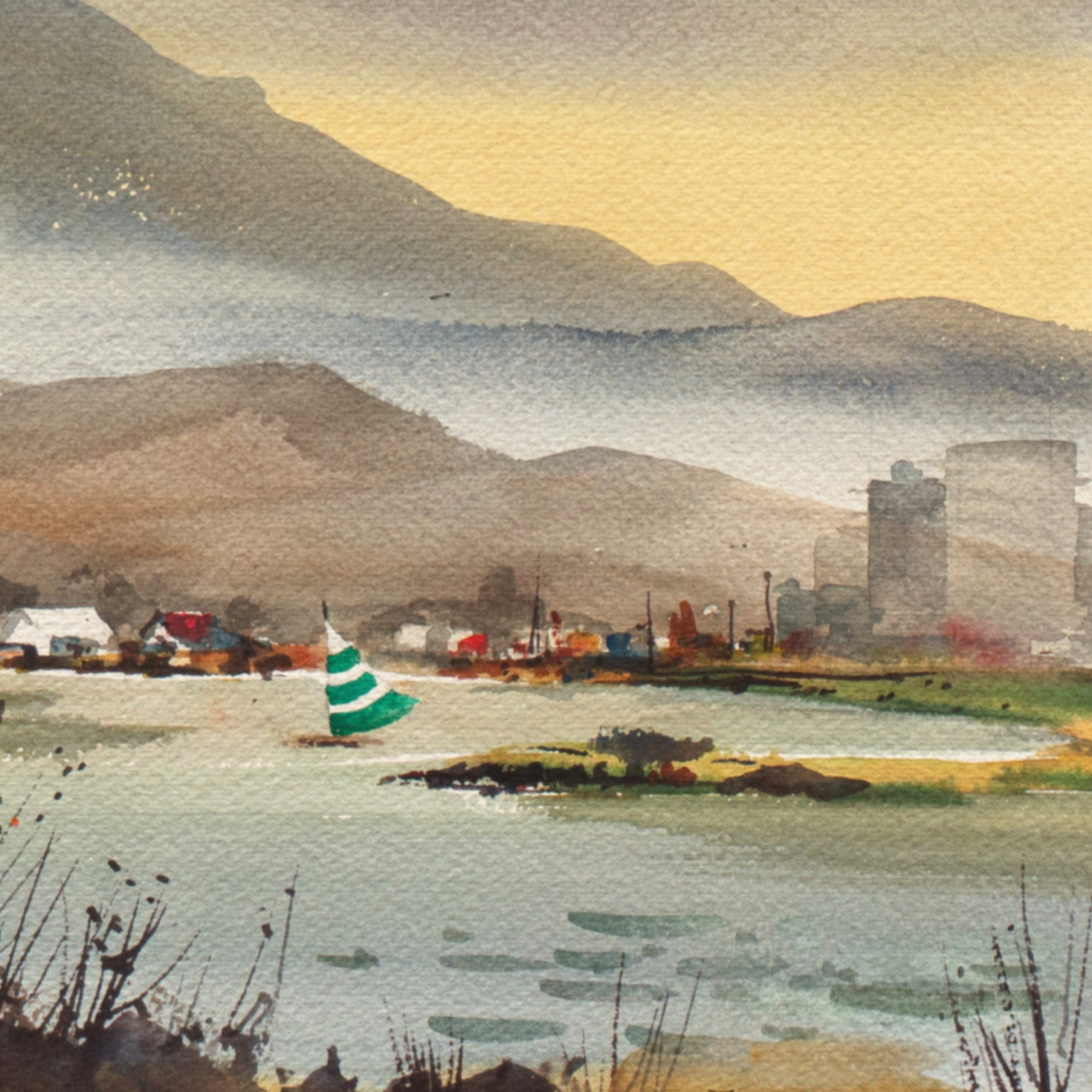 Kenneth Siqueira Watercolor Painting "Mt. Tam, Marin"